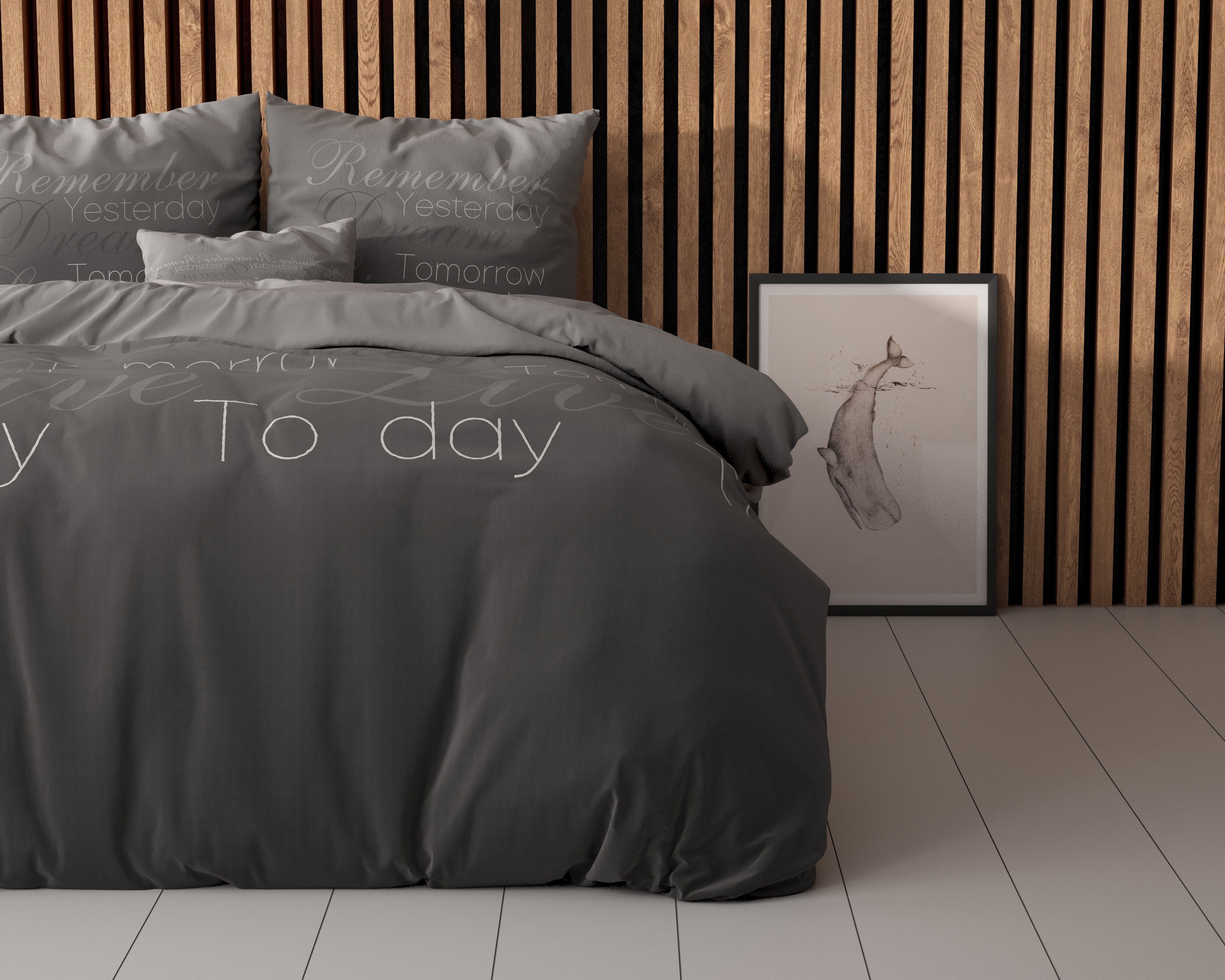 Live Today Dekbedovertrek Antraciet - Heerlijk warm - Leuke prints - Comfortabel zacht