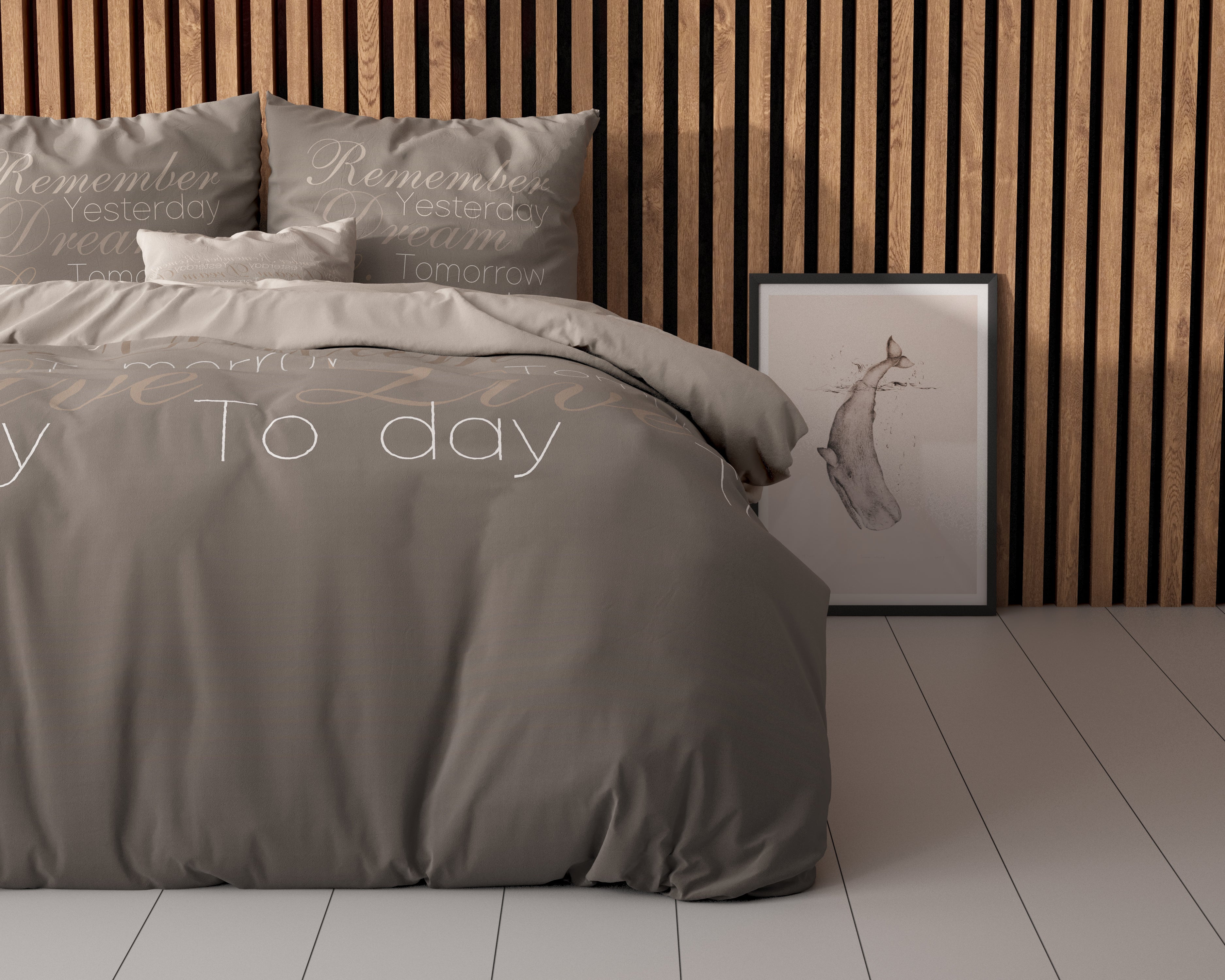 Live Today Dekbedovertrek Taupe - Heerlijk warm - Leuke prints - Comfortabel zacht