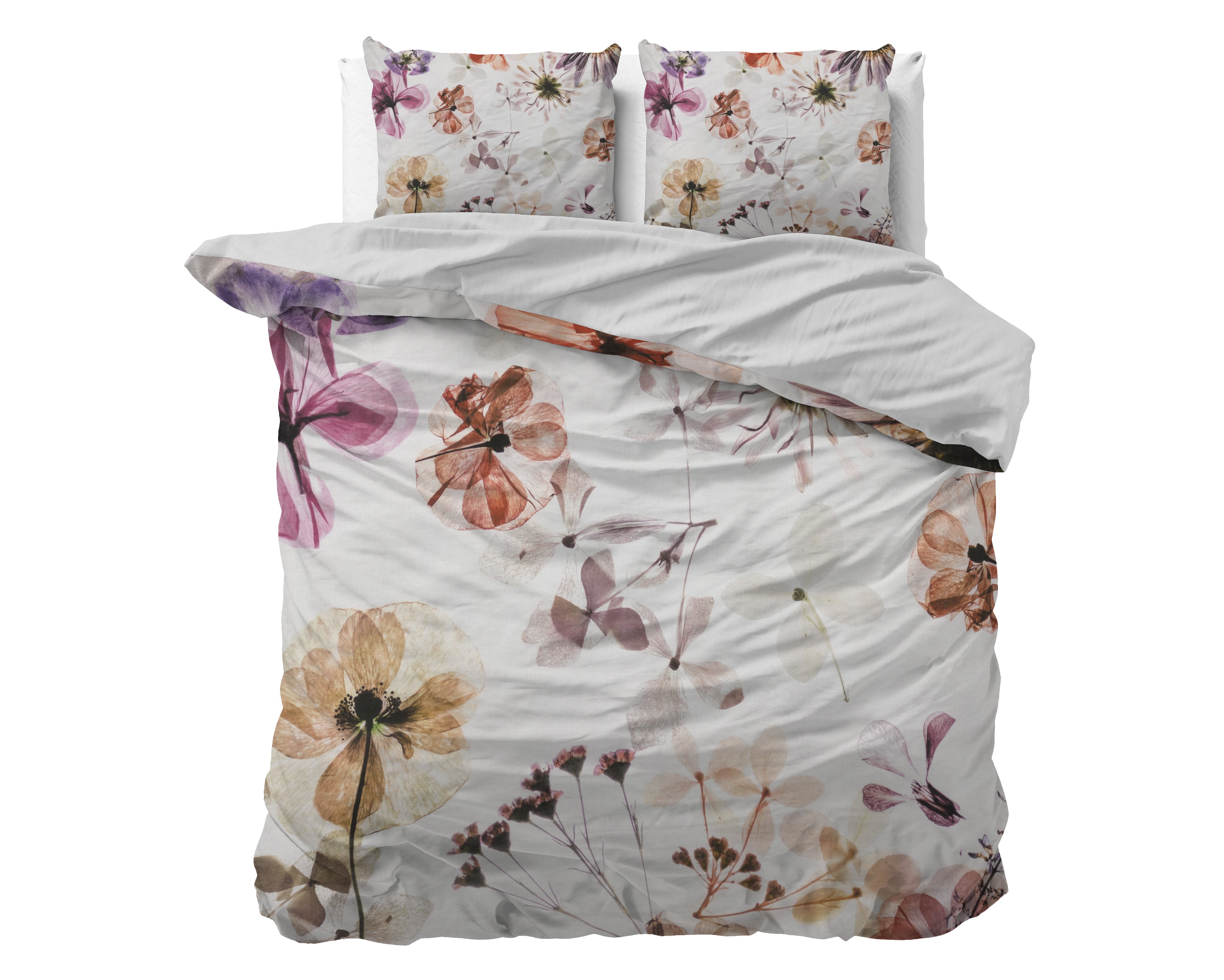 Lovely Flowers White Duvet Cover - Breathable Cotton - Trendy Designs - With Snaps