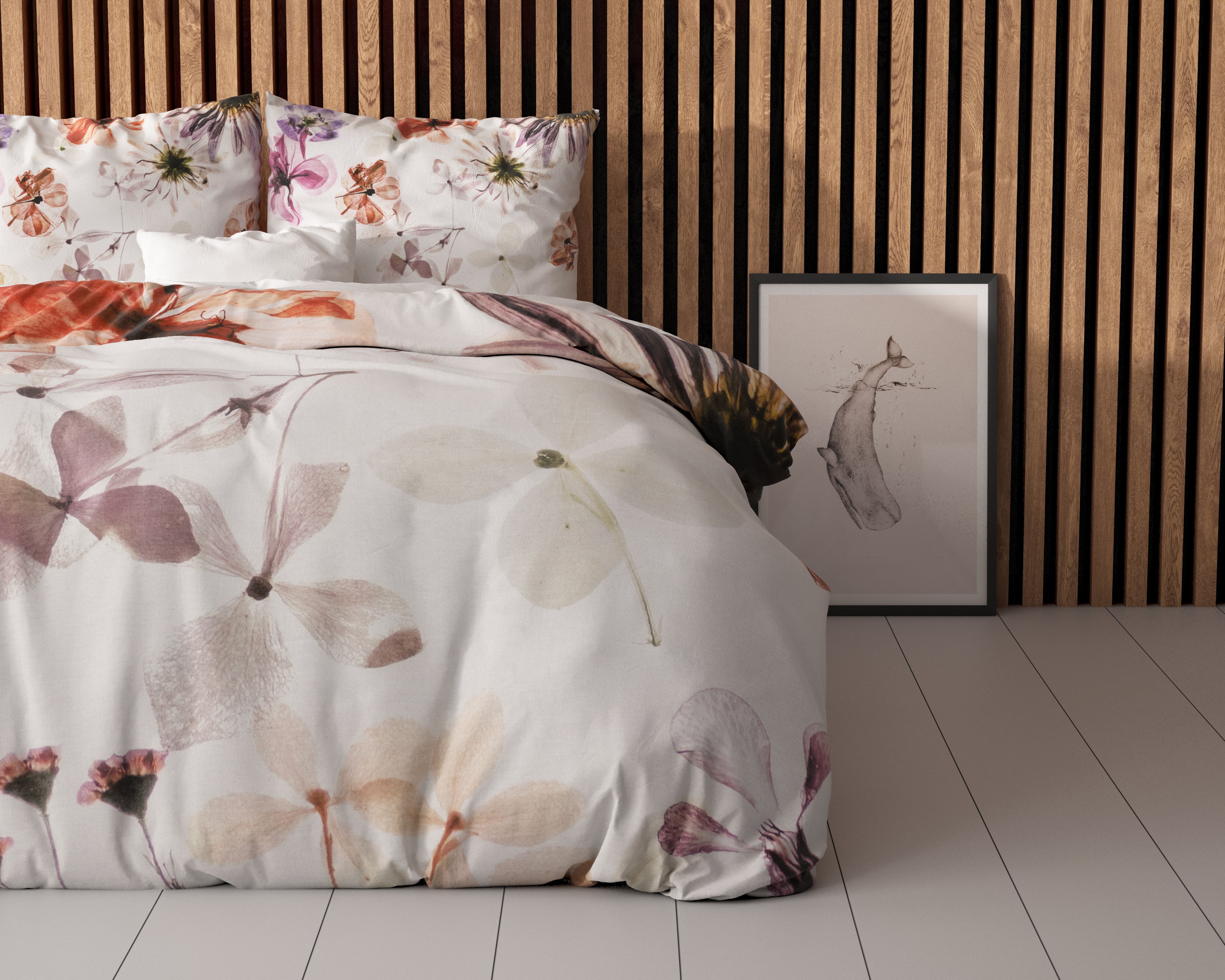 Lovely Flowers White Duvet Cover - Breathable Cotton - Trendy Designs - With Snaps
