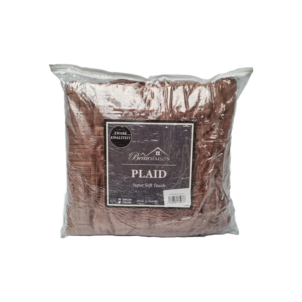 Luxury Double Thick Plaid Brown | All-Season Plaid with Greek Key Pattern