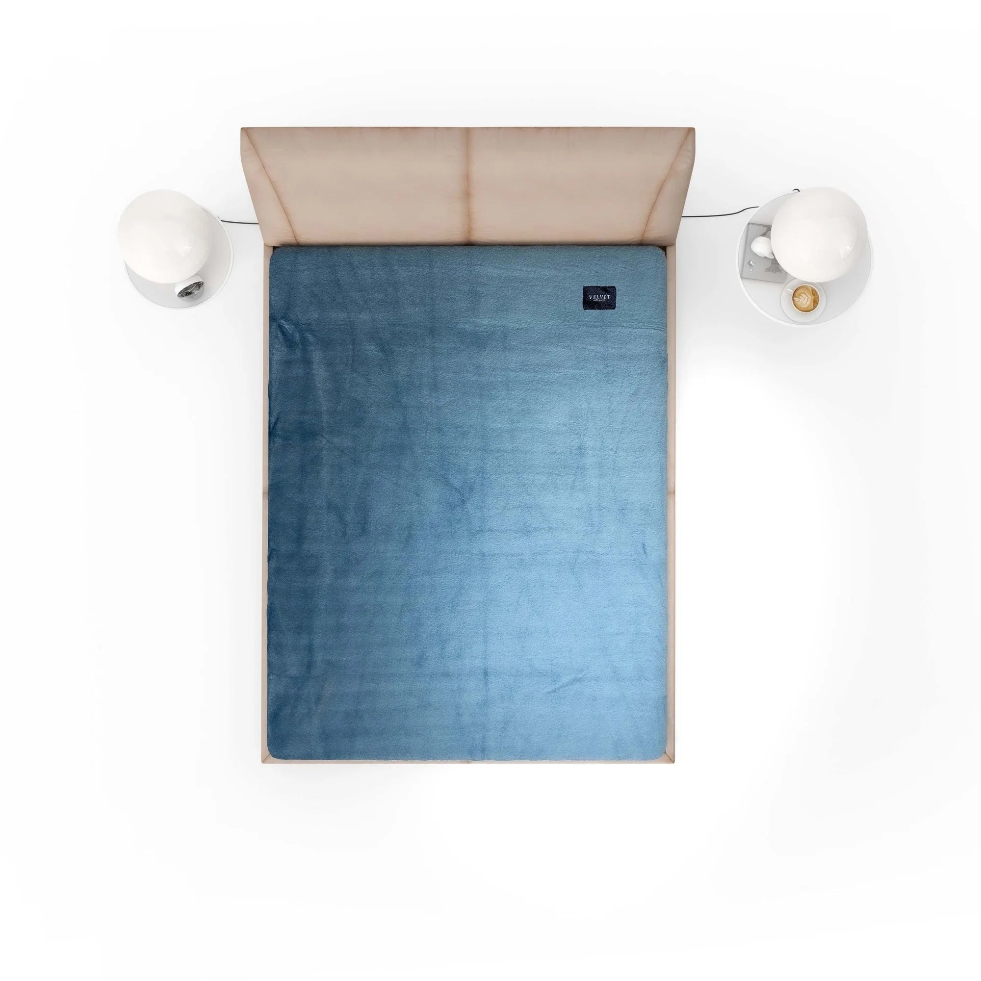Luxurious Velvet Fitted Sheet Petrol Blue – Extra Soft & Warm – 40cm Corner Height