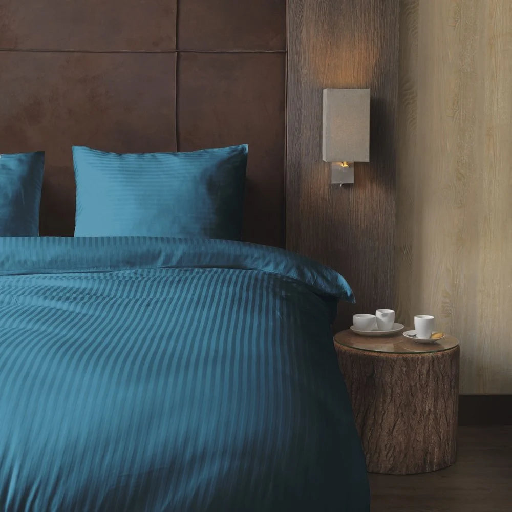 Luxe Katoen Satijnen Dekbedovertrek Blauw | Hotel Line