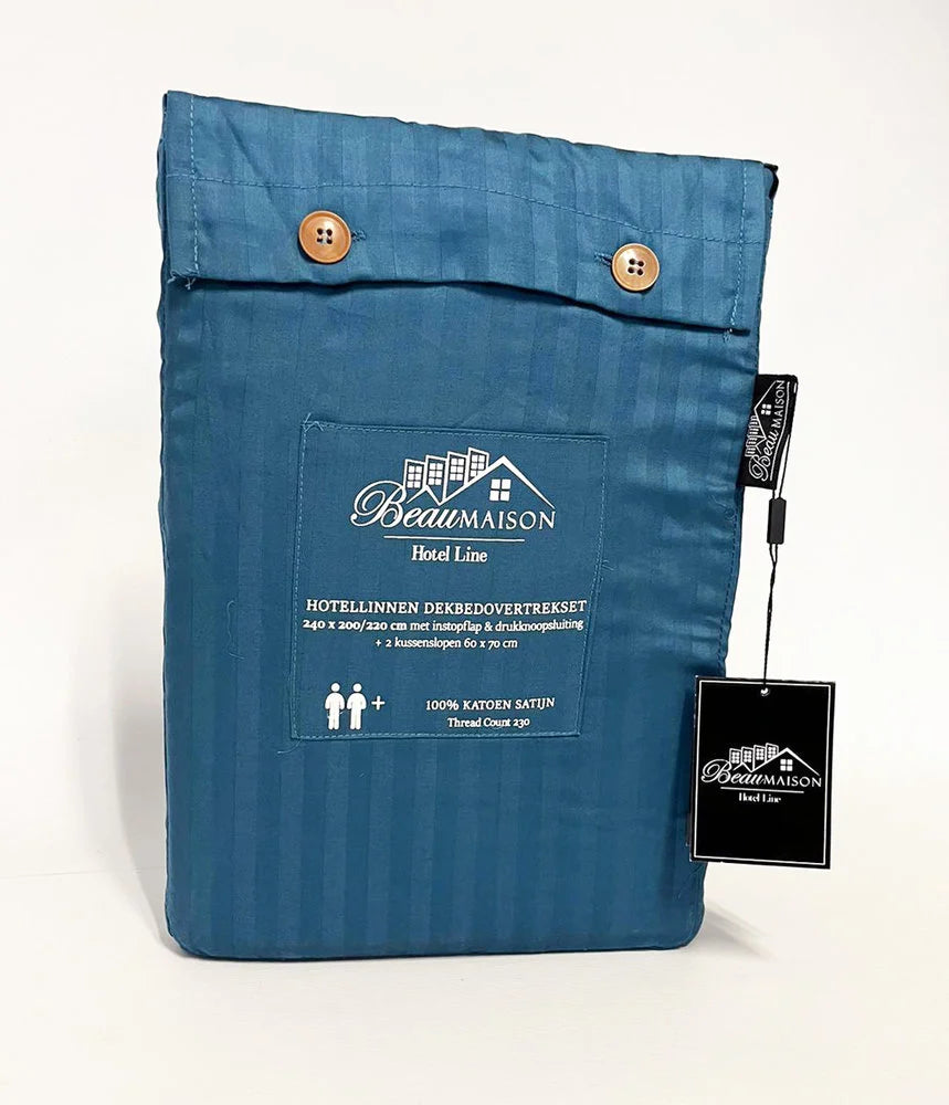 Luxury Cotton Satin Duvet Cover Blue | Hotel Line