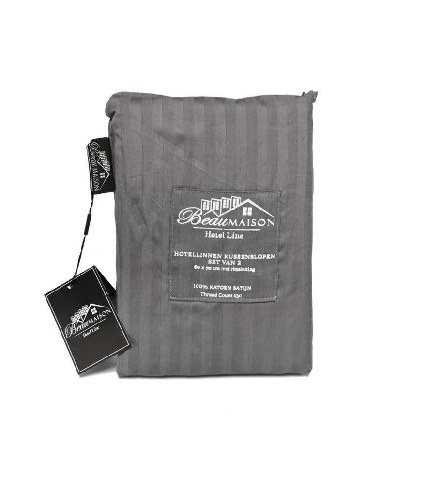 Luxe Kussenslopen Grijs - Hotelkwaliteit 60x70 cm - Set van 2