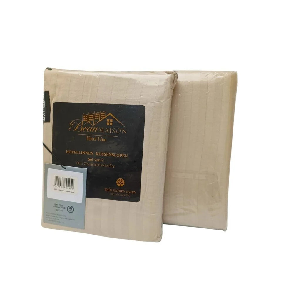 Luxe Kussenslopen Hotel Line Zandkleurig (60x70 cm) - Set van 2