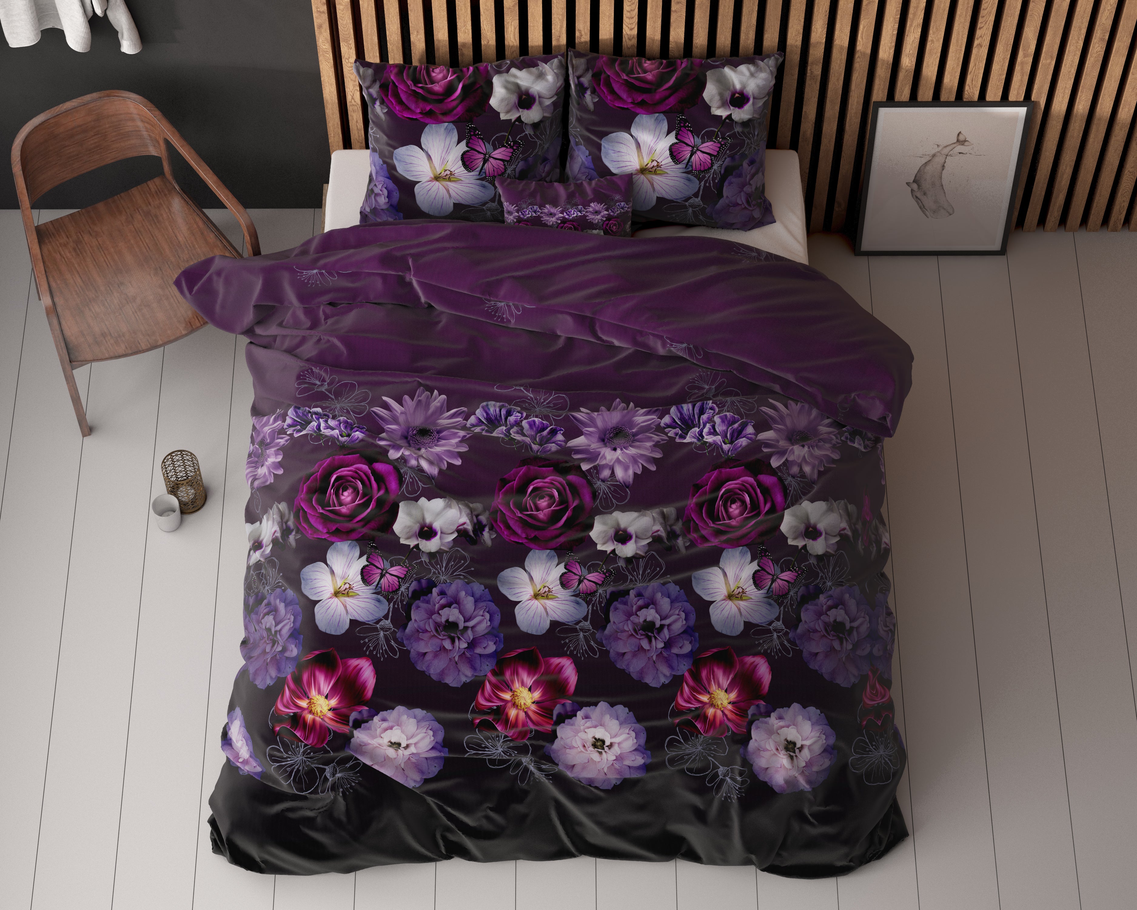 Magic Flower Duvet Cover Purple - Cotton Woven - Non-Iron - Fun Prints