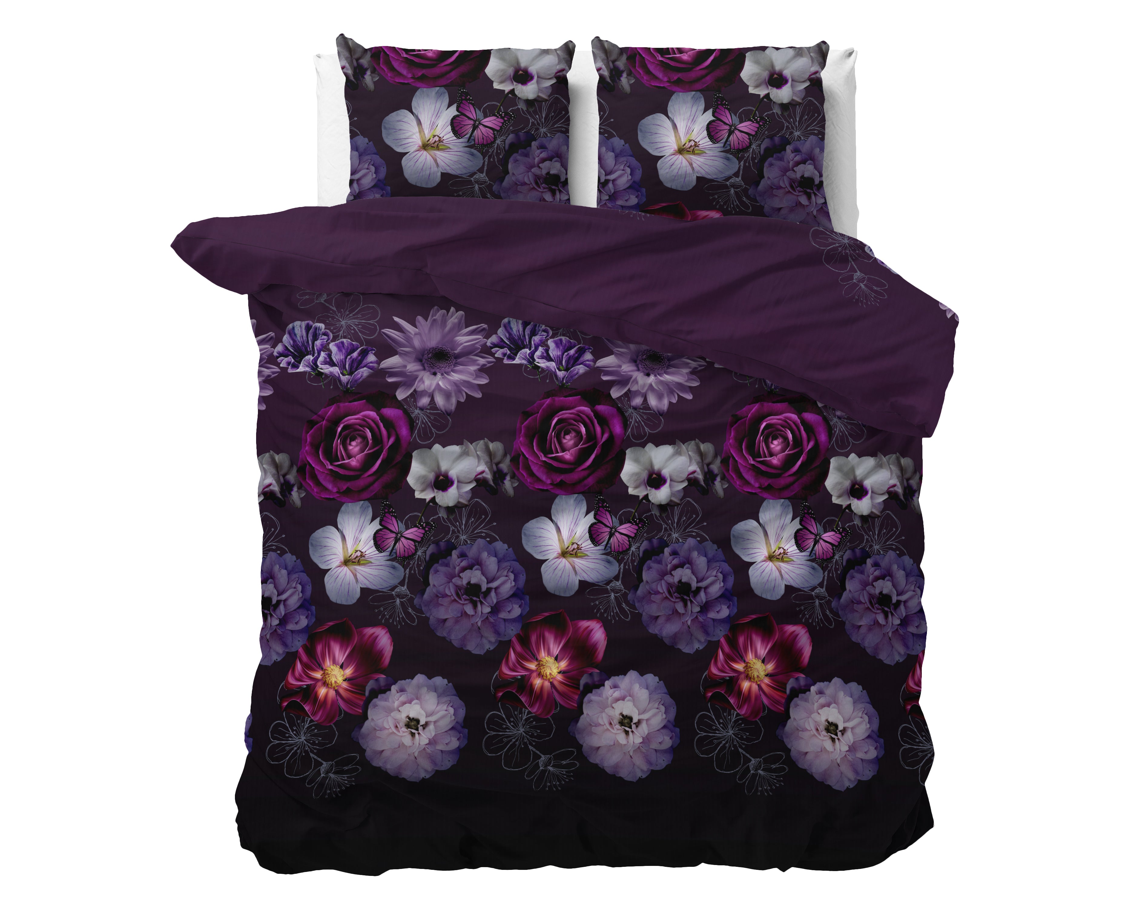 Magic Flower Duvet Cover Purple - Cotton Woven - Non-Iron - Fun Prints