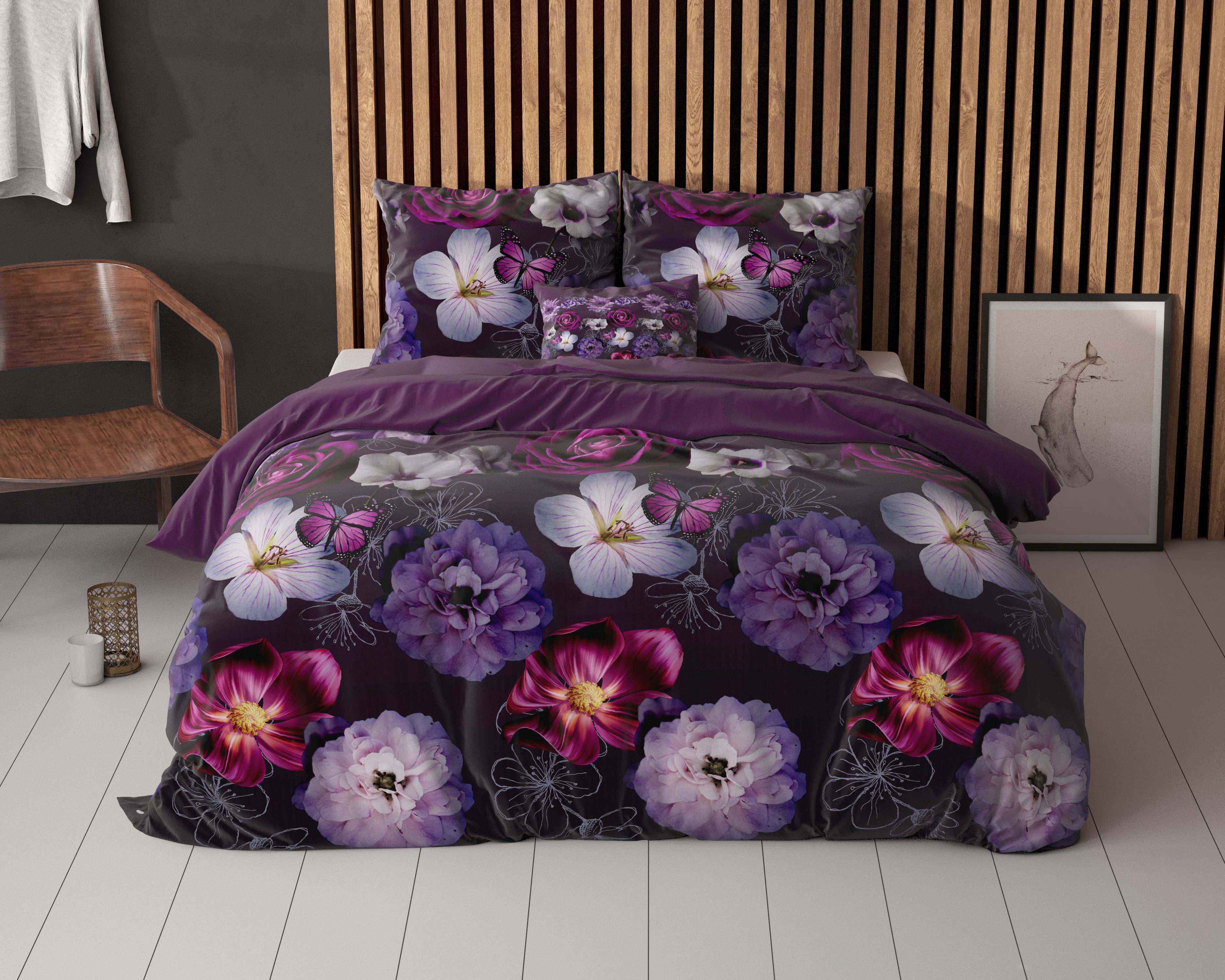 Magic Flower Duvet Cover Purple - Cotton Woven - Non-Iron - Fun Prints