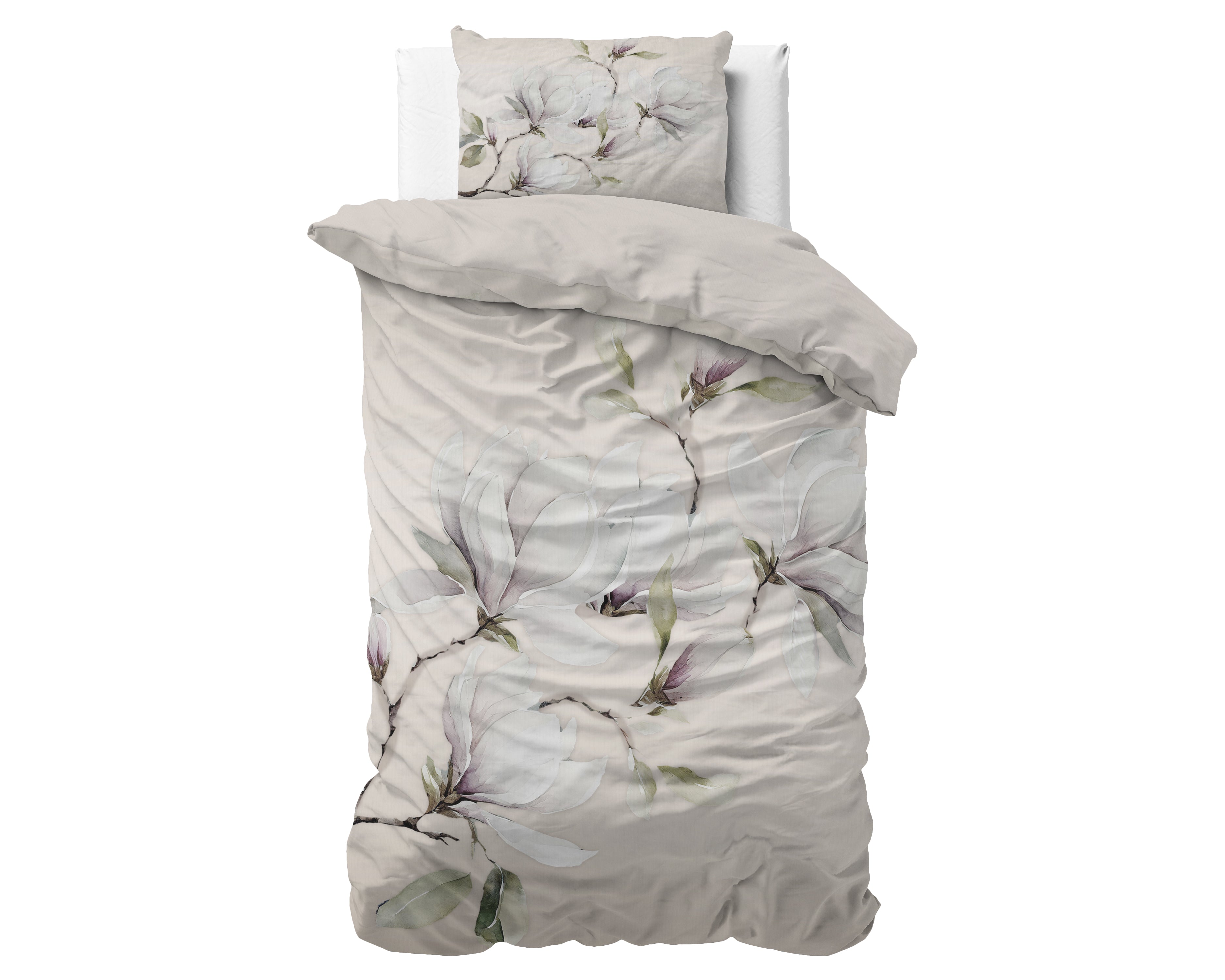 Magnolo Duvet Cover White - Luxury Satin - High Quality - Trendy Prints