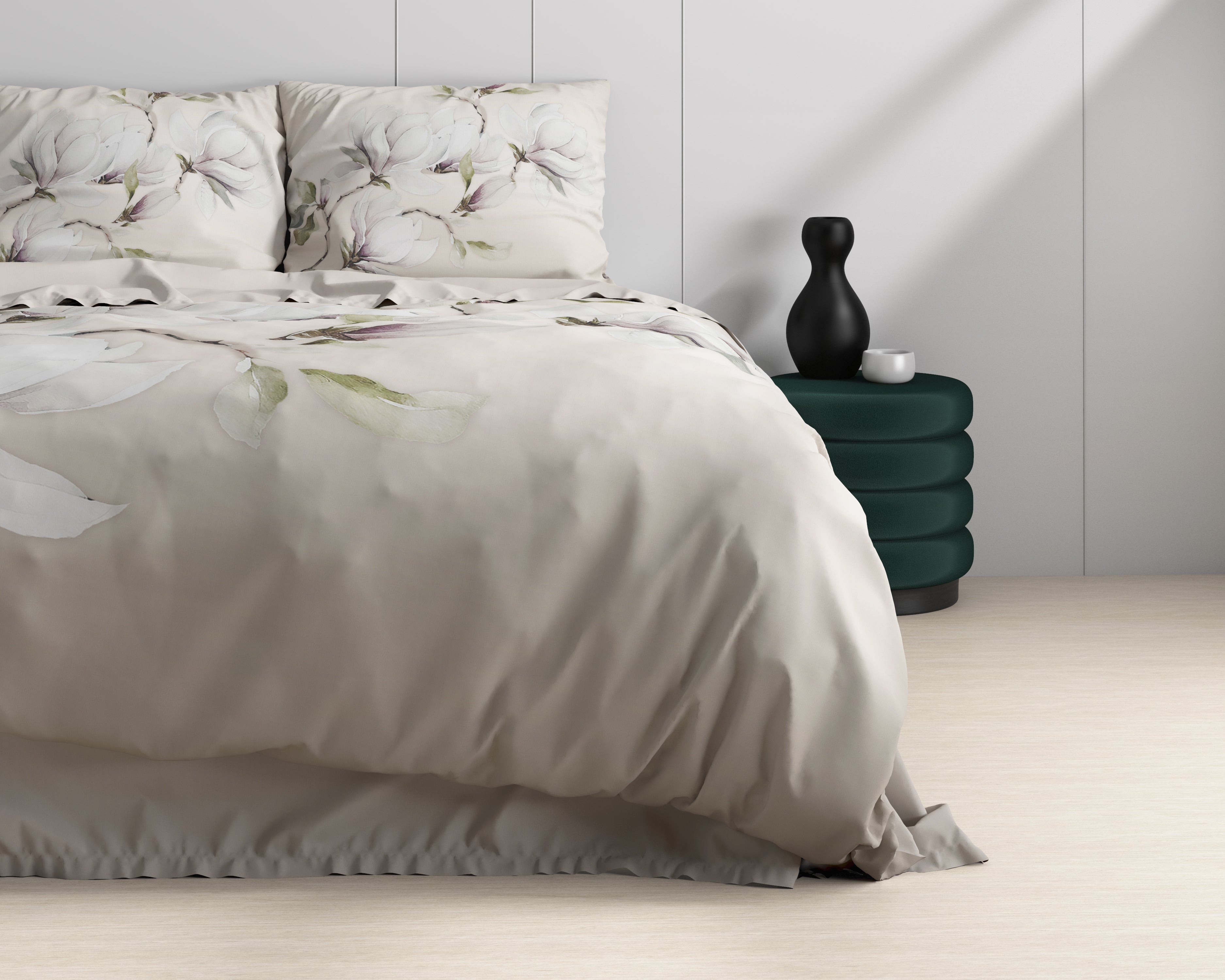 Magnolo Duvet Cover White - Luxury Satin - High Quality - Trendy Prints