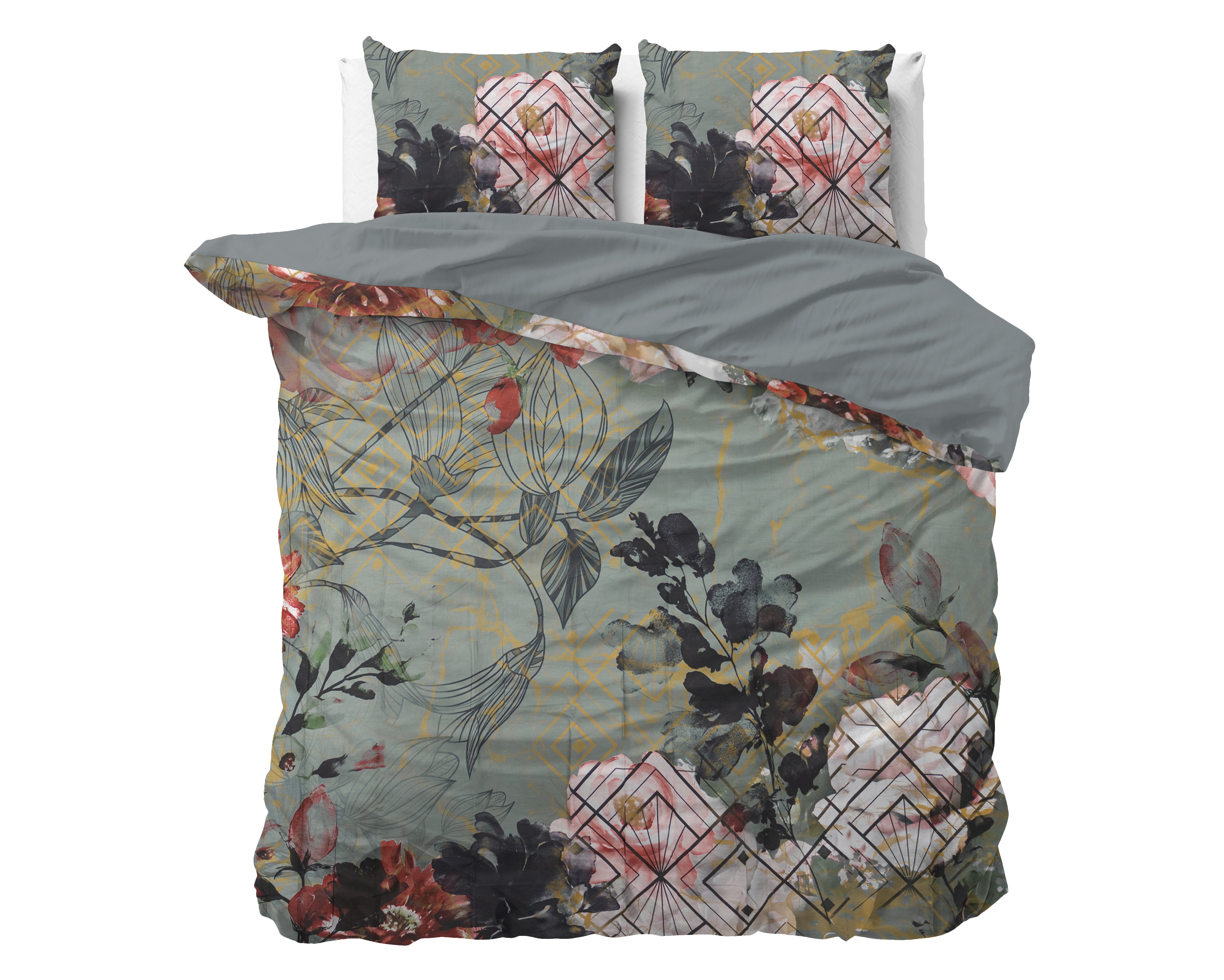 Marble Art Deco Groen Dekbedovertrek - Ademend katoen - Trendy designs - Met drukknopen