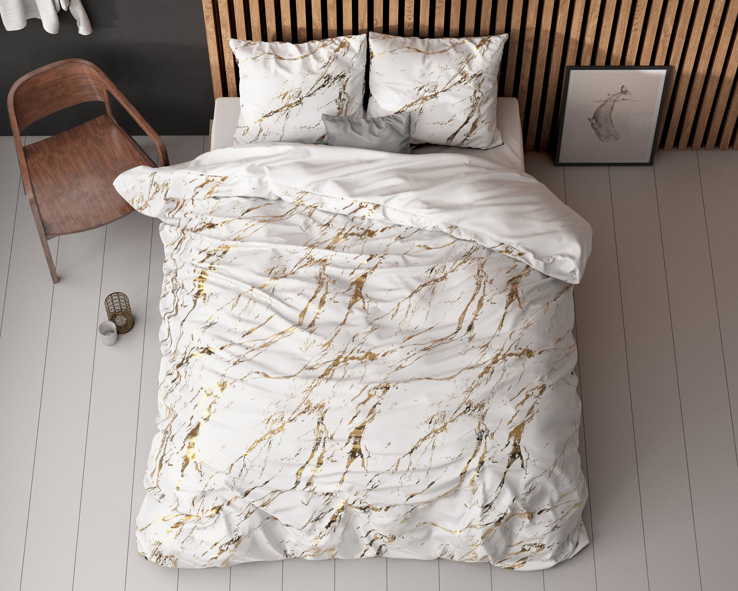 Marble Dekbedovertrek Wit - Luxe Design - Super zacht geweven - Luxe verpakt
