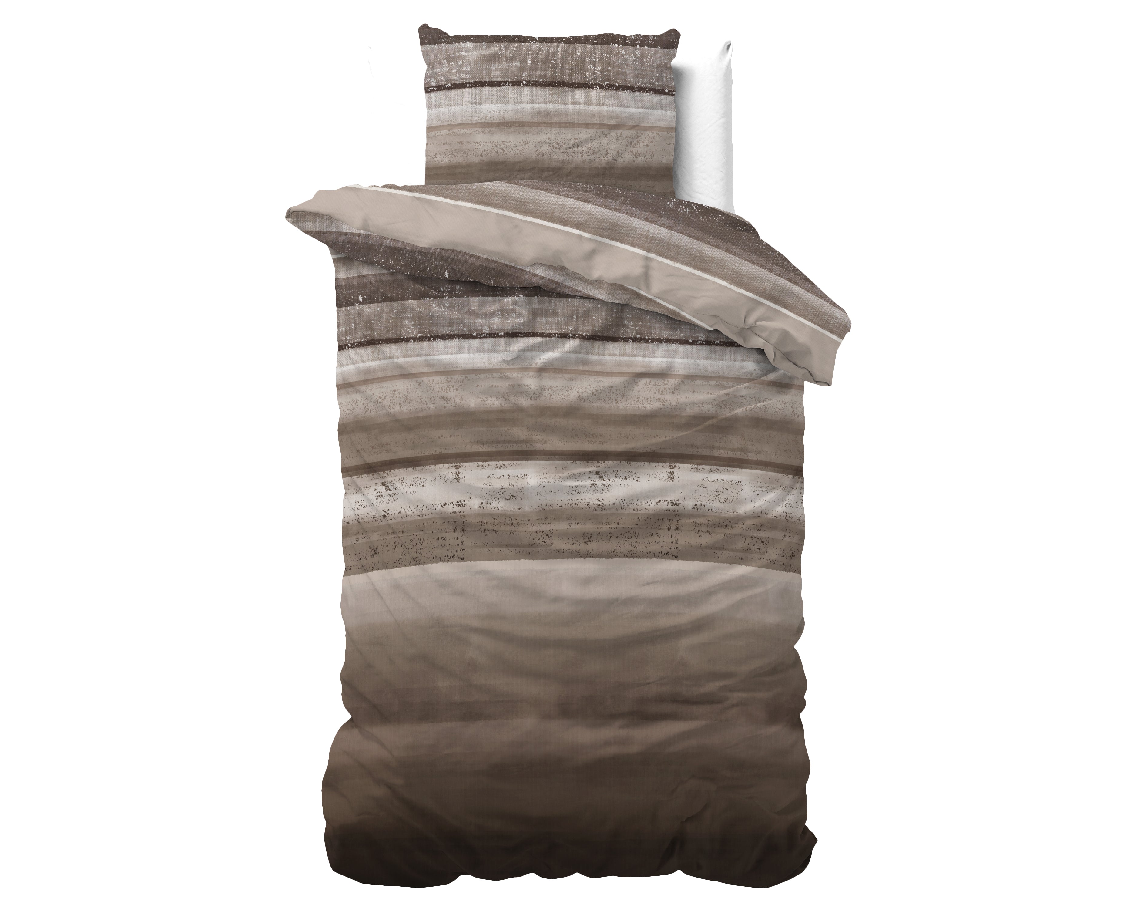 Marcus Dekbedovertrek Taupe - Katoen geweven - Strijkvrij - Leuke prints