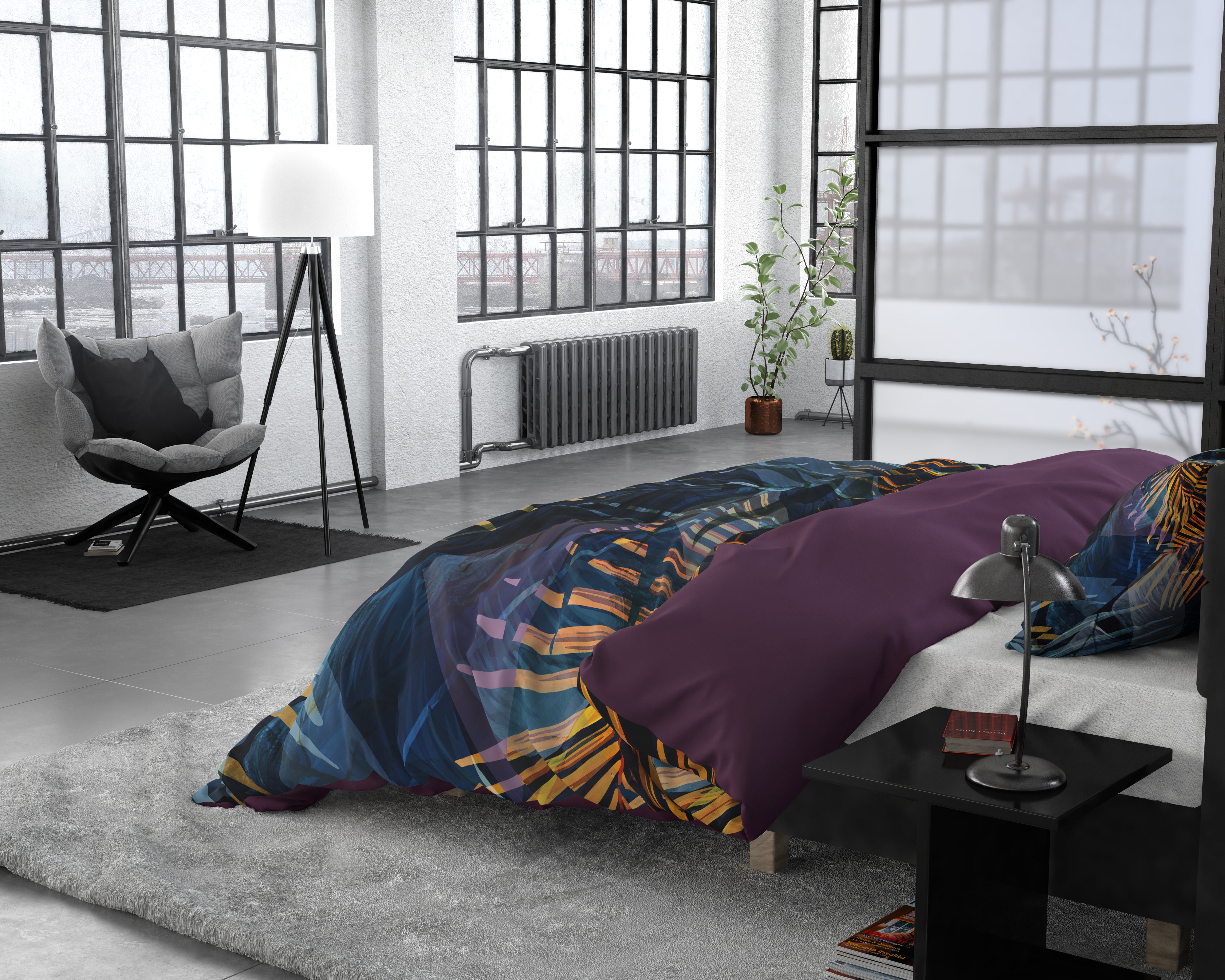 Marina Navy Duvet Cover - Luxury Satin - High Quality - Trendy Prints