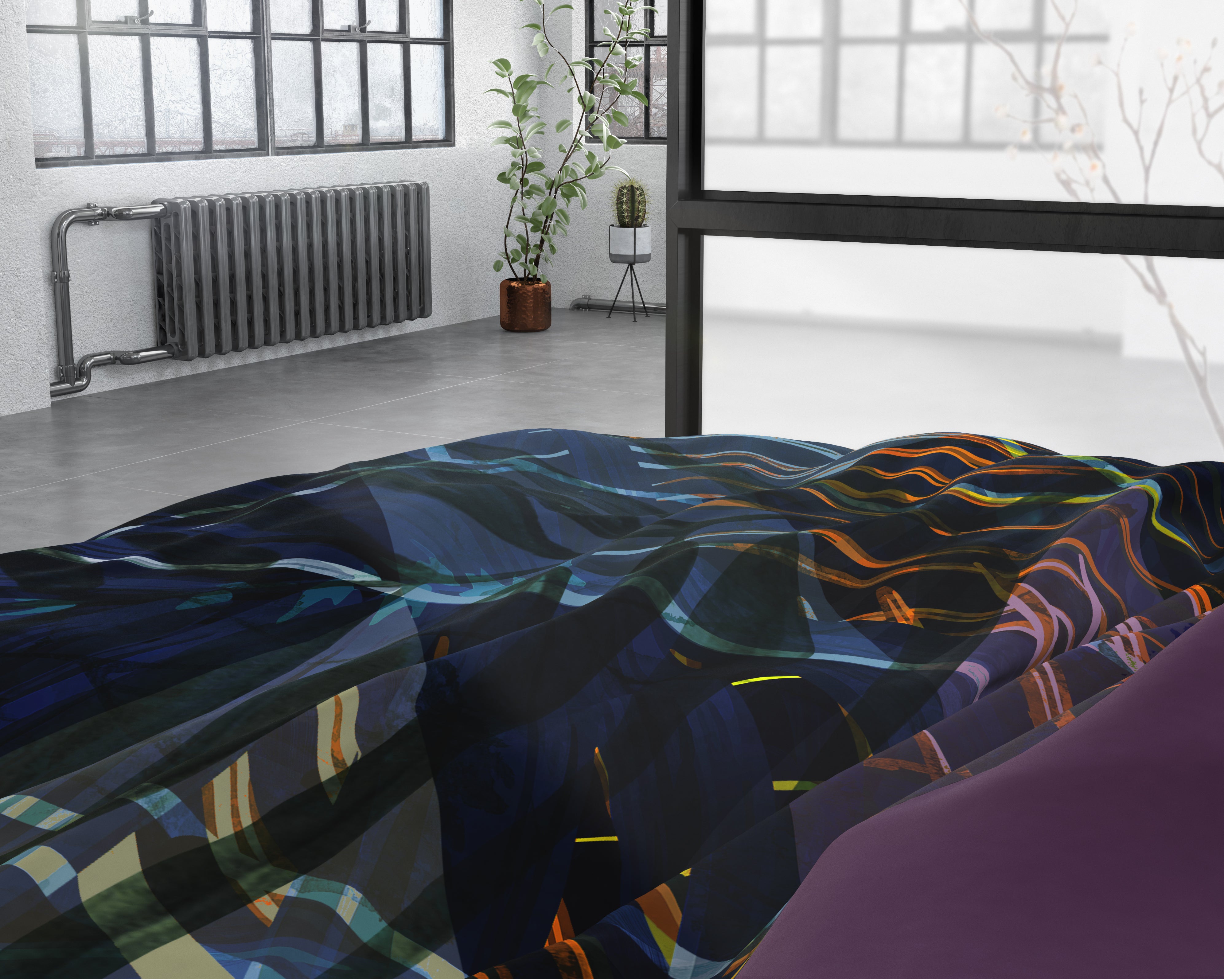 Marina Navy Duvet Cover - Luxury Satin - High Quality - Trendy Prints