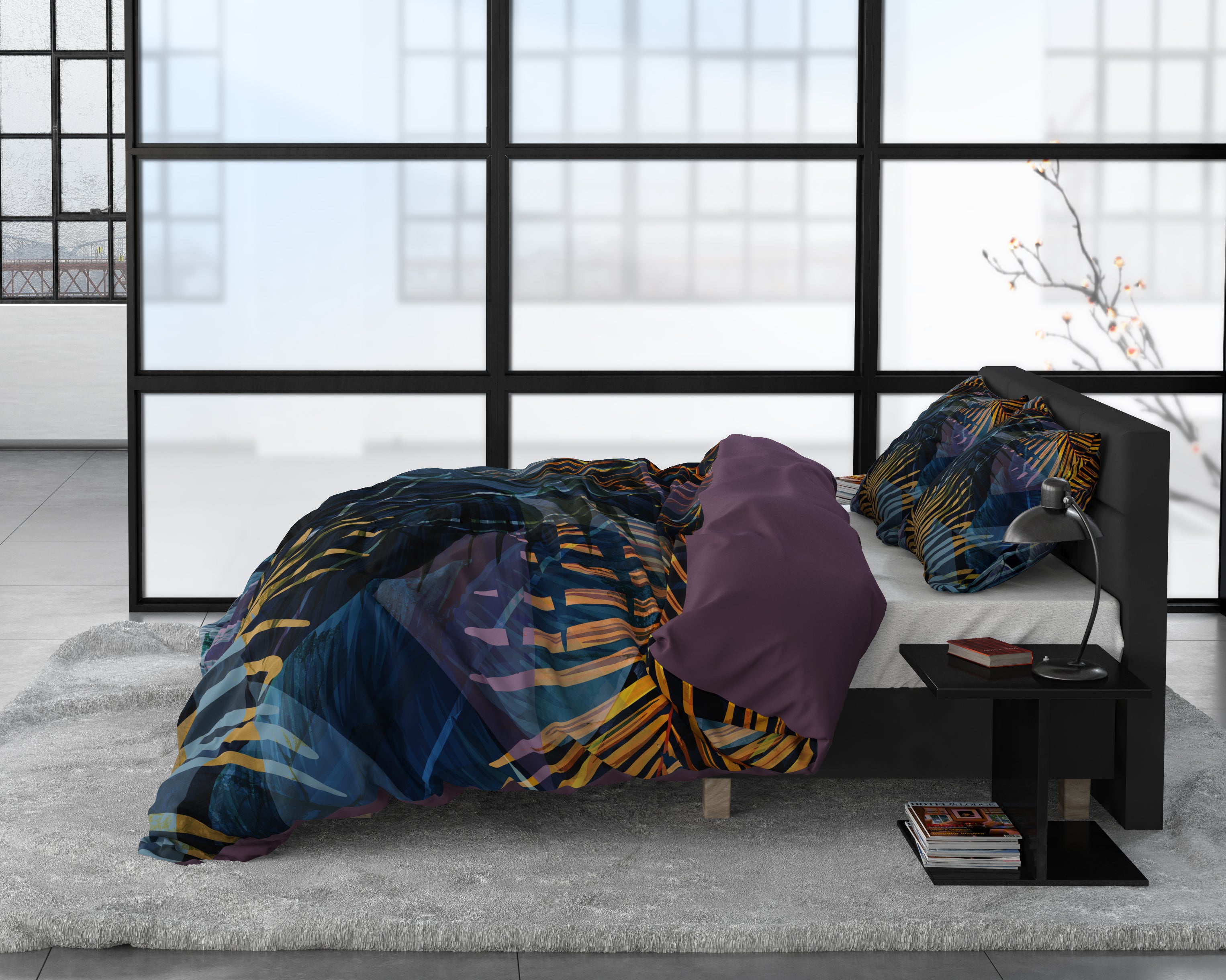 Marina Navy Duvet Cover - Luxury Satin - High Quality - Trendy Prints