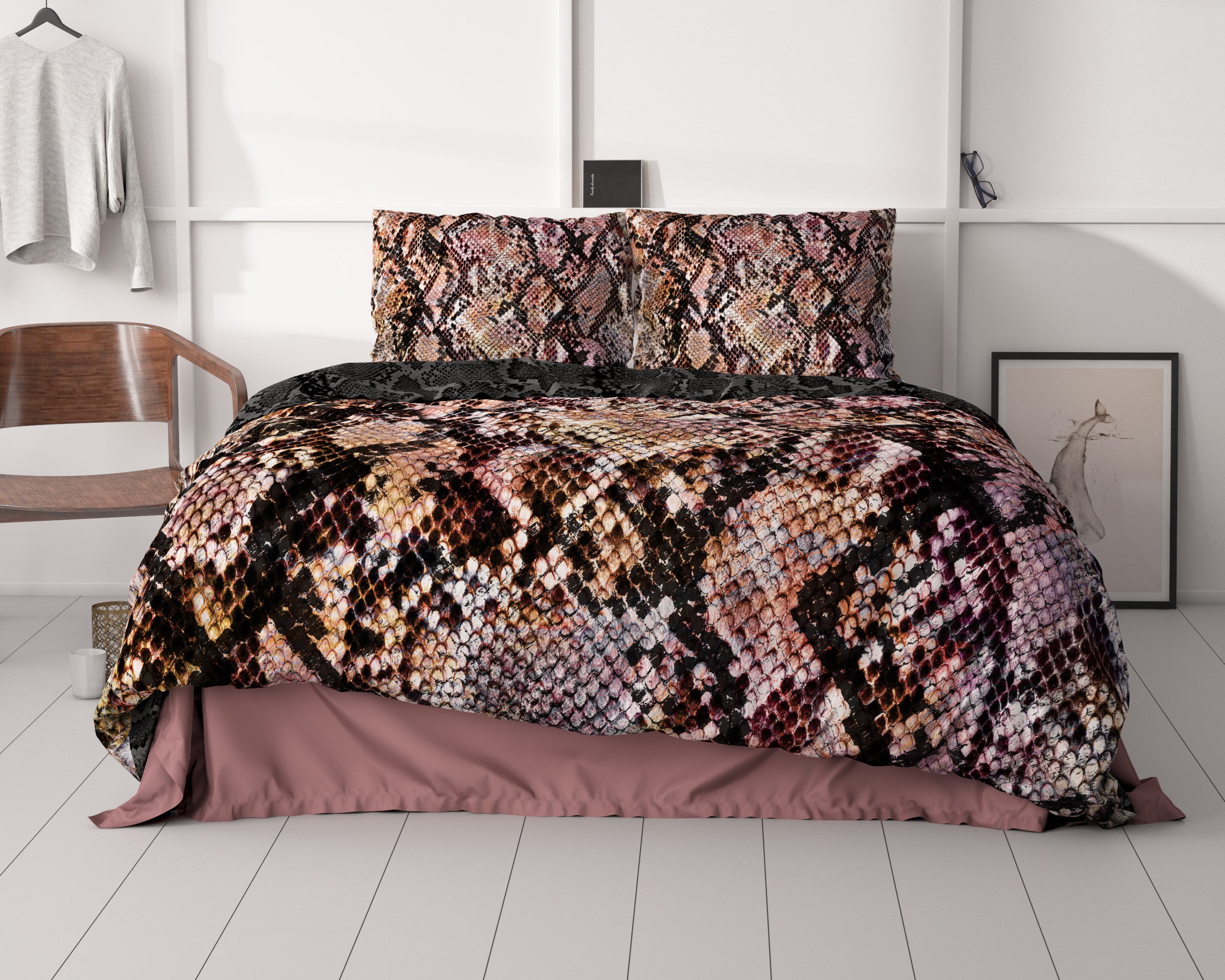 Martina Black Duvet Cover - Luxury Satin - High Quality - Trendy Prints