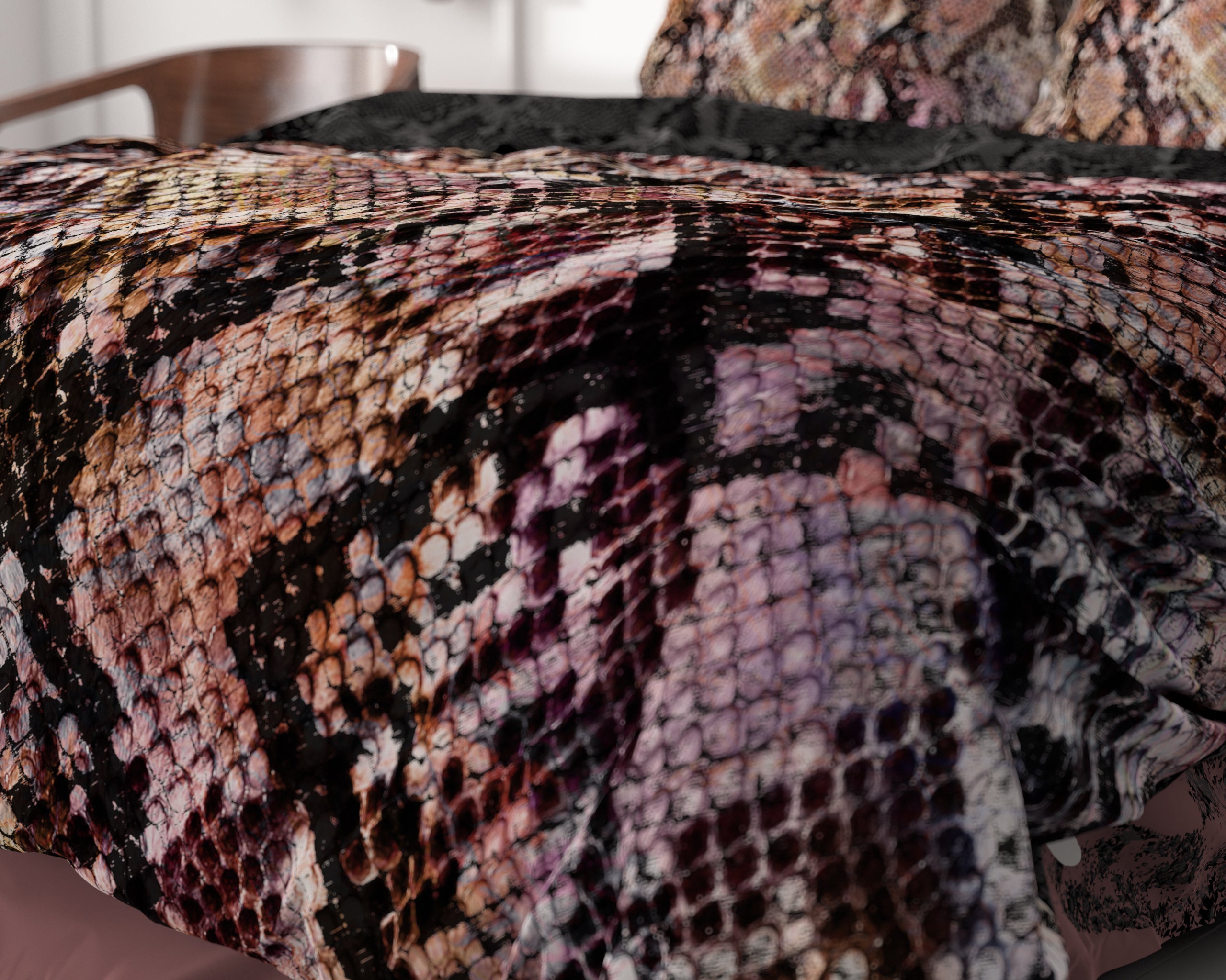 Martina Black Duvet Cover - Luxury Satin - High Quality - Trendy Prints