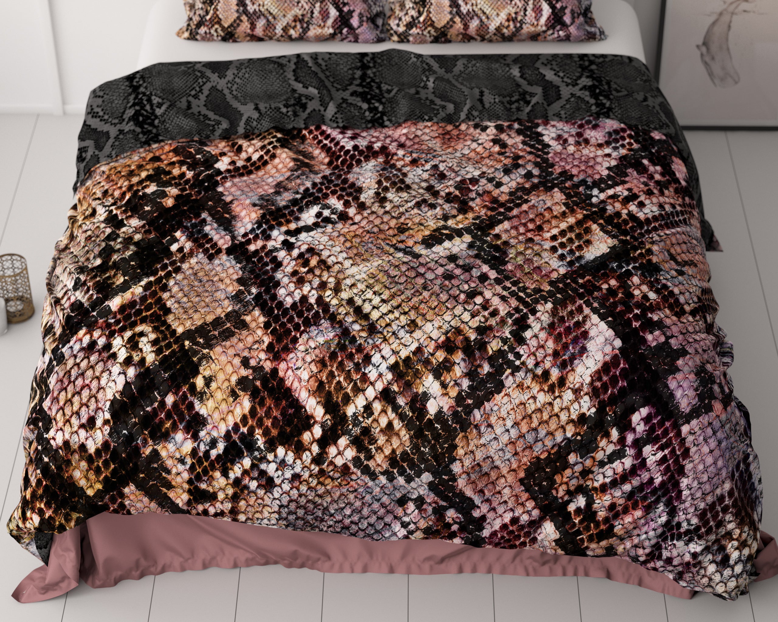 Martina Black Duvet Cover - Luxury Satin - High Quality - Trendy Prints