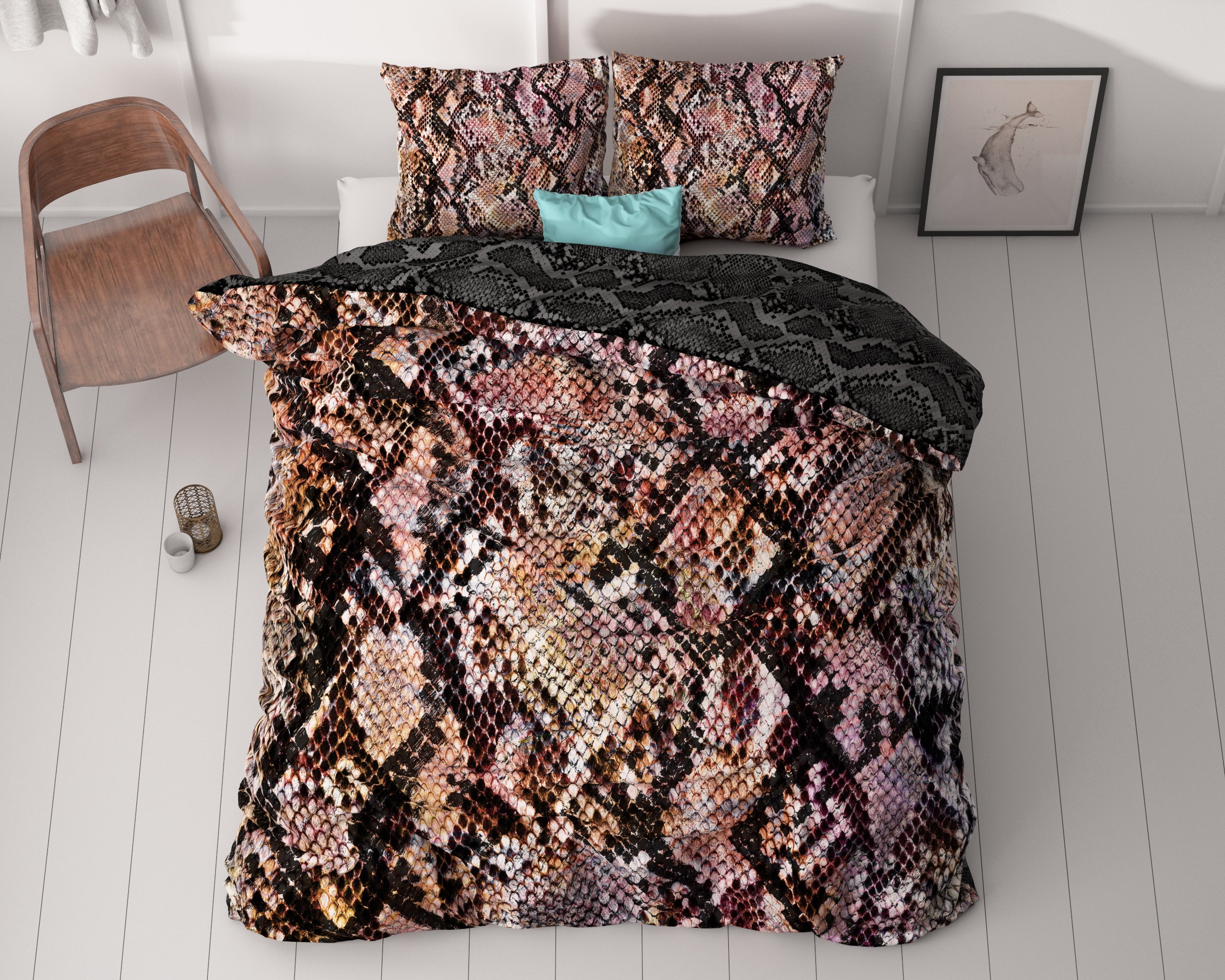 Martina Black Duvet Cover - Luxury Satin - High Quality - Trendy Prints