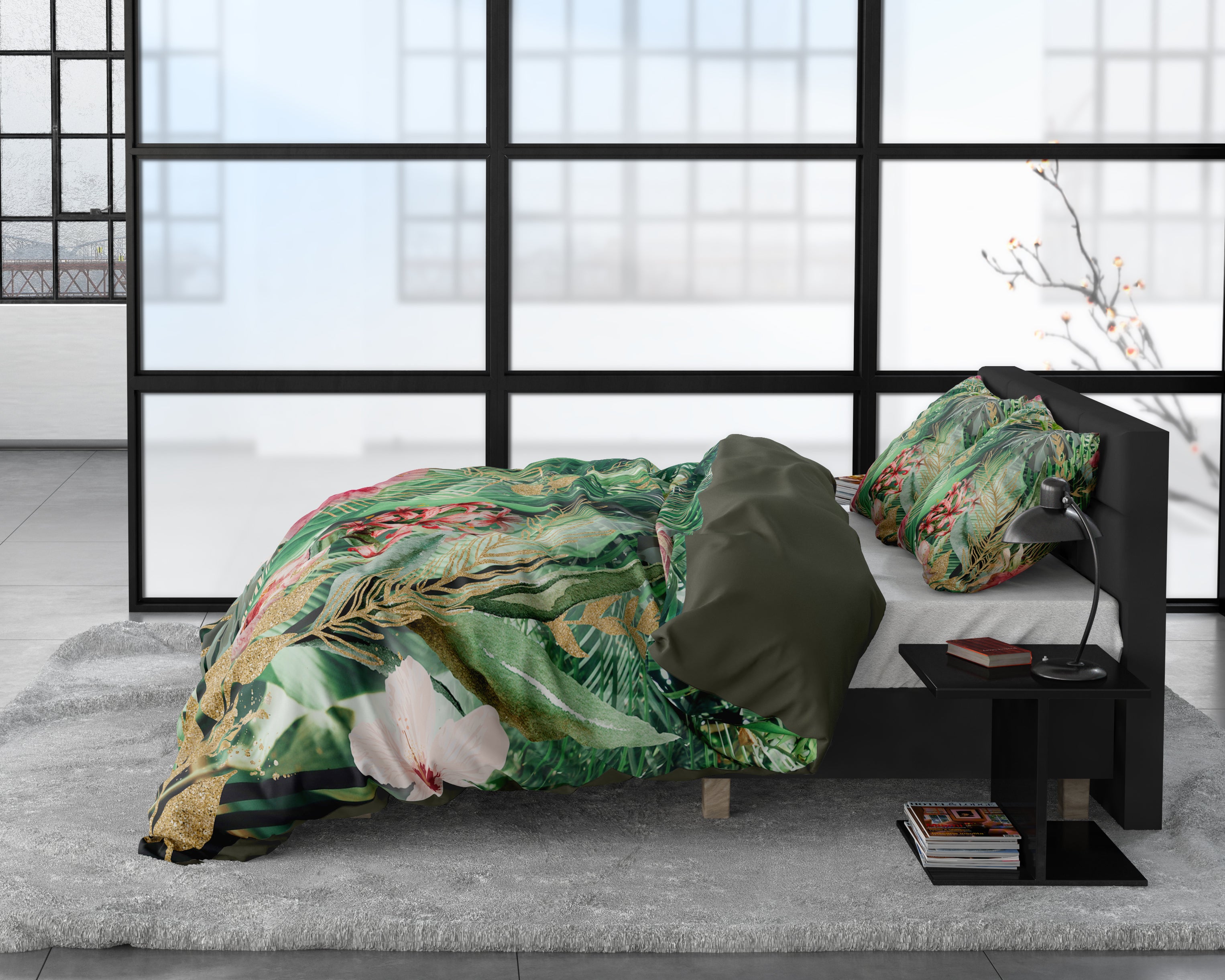 Mentha Green Duvet Cover - Breathable Cotton - Trendy Designs - With Press Studs