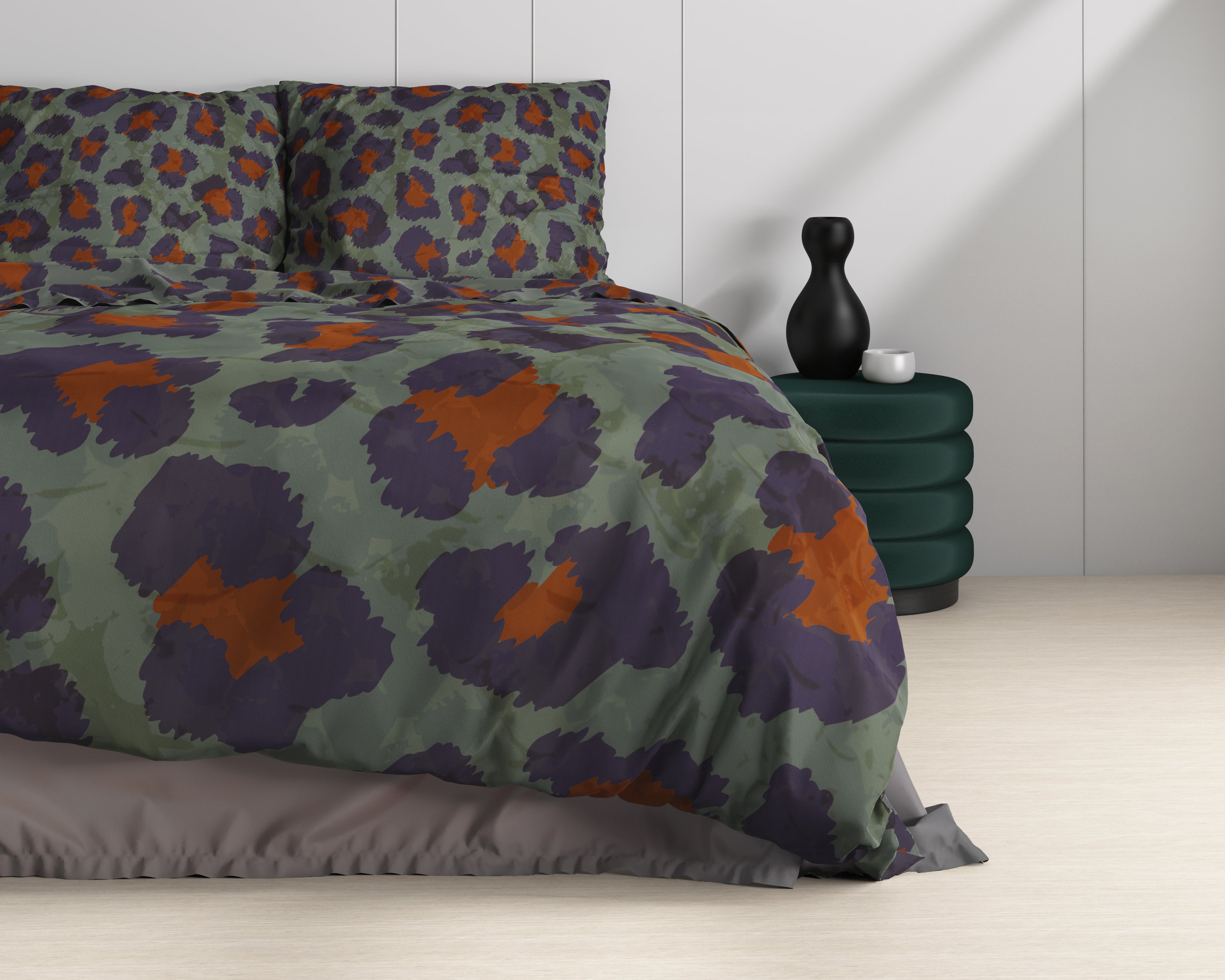 Mia Green Duvet Cover - Luxury Satin - High Quality - Trendy Prints