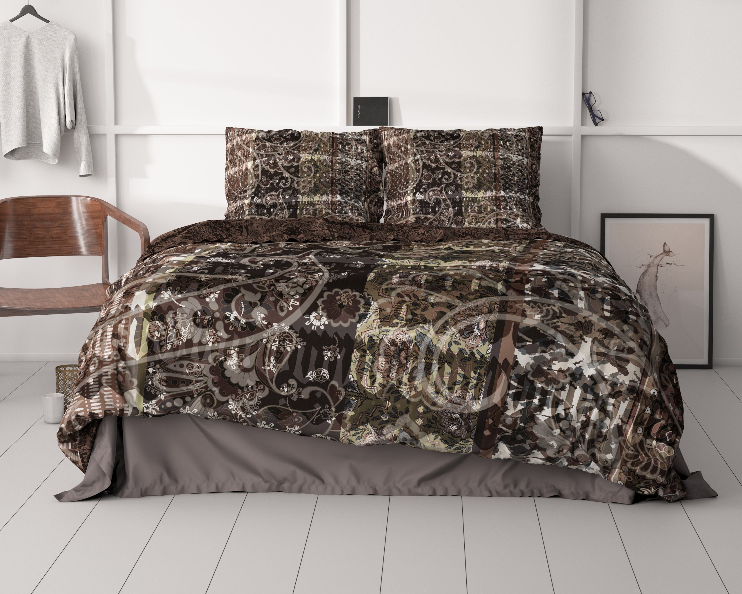 Milena Brown Duvet Cover - Luxury Satin - High Quality - Trendy Prints