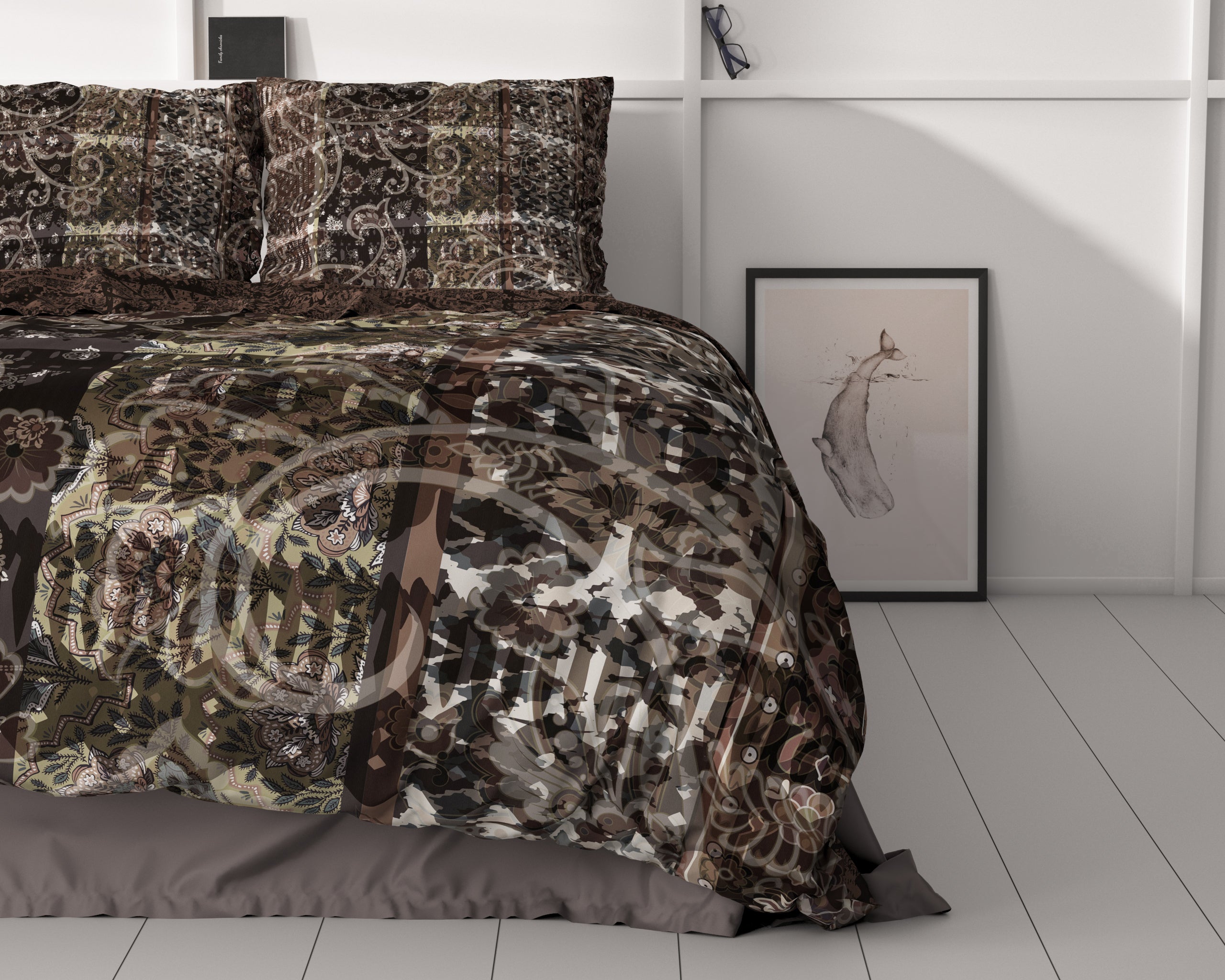 Milena Brown Duvet Cover - Luxury Satin - High Quality - Trendy Prints
