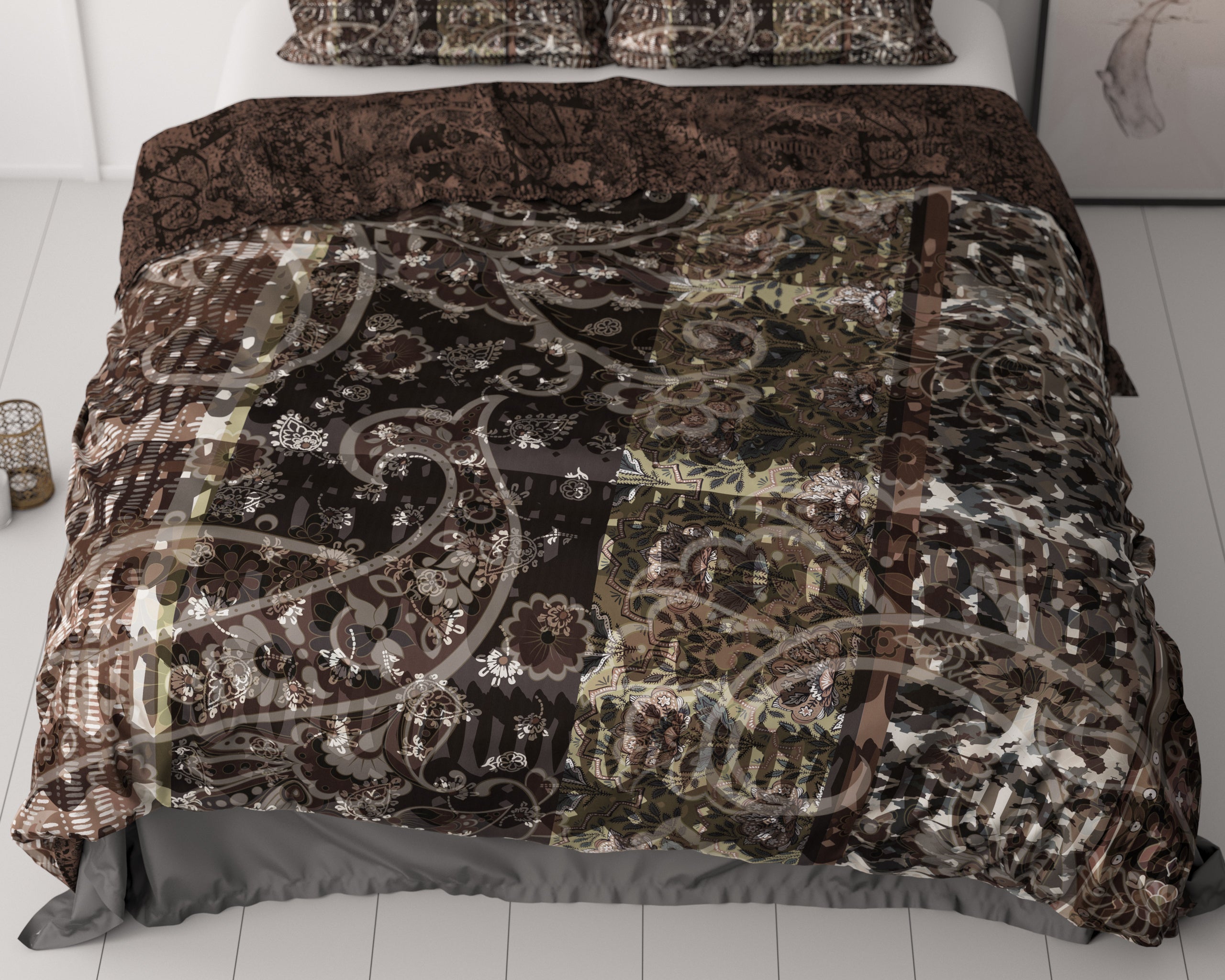 Milena Brown Duvet Cover - Luxury Satin - High Quality - Trendy Prints