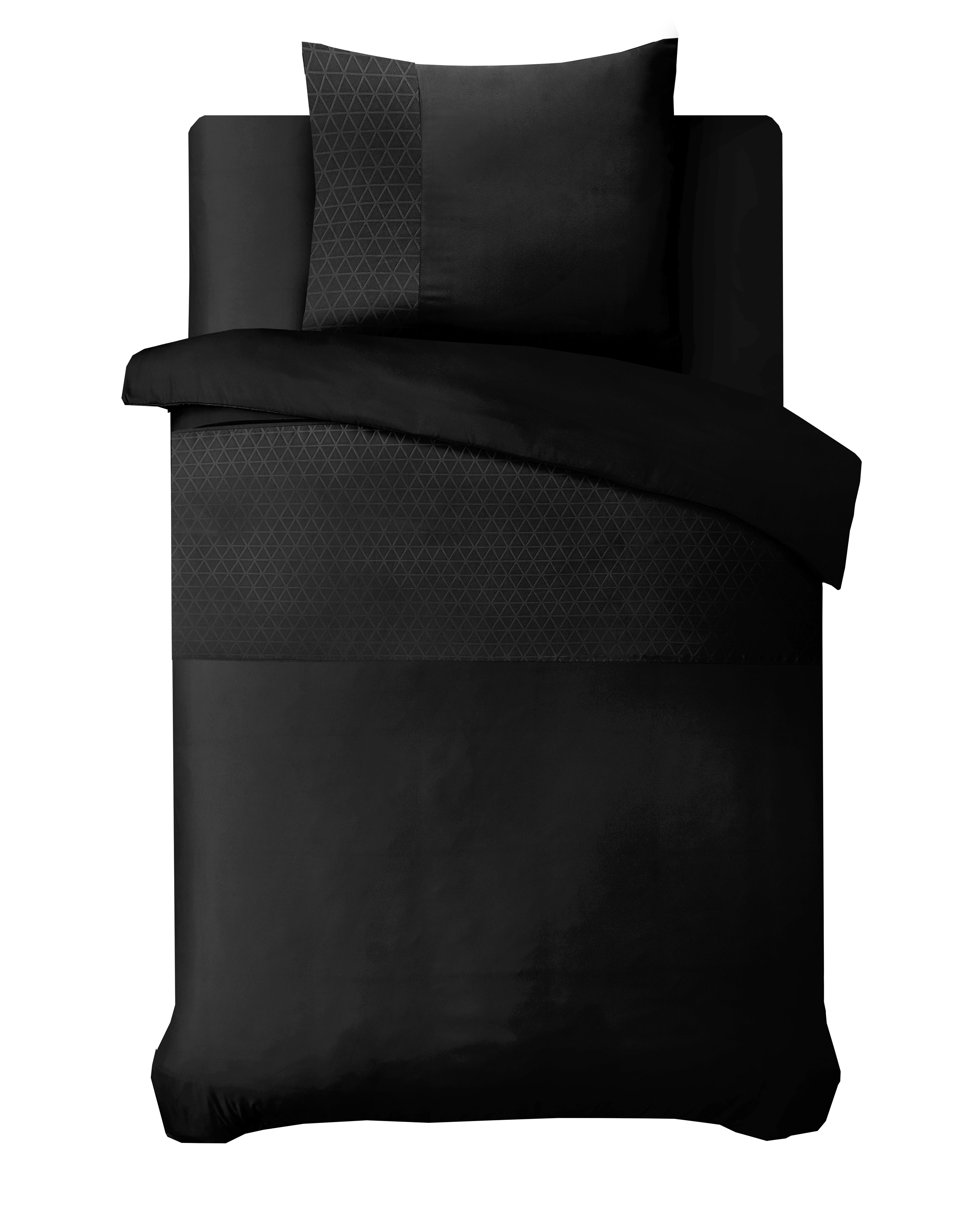 Monte Negro Dekbedovertrek Zwart - Uni design - Diepdruk design - Makkelijk wasbaar