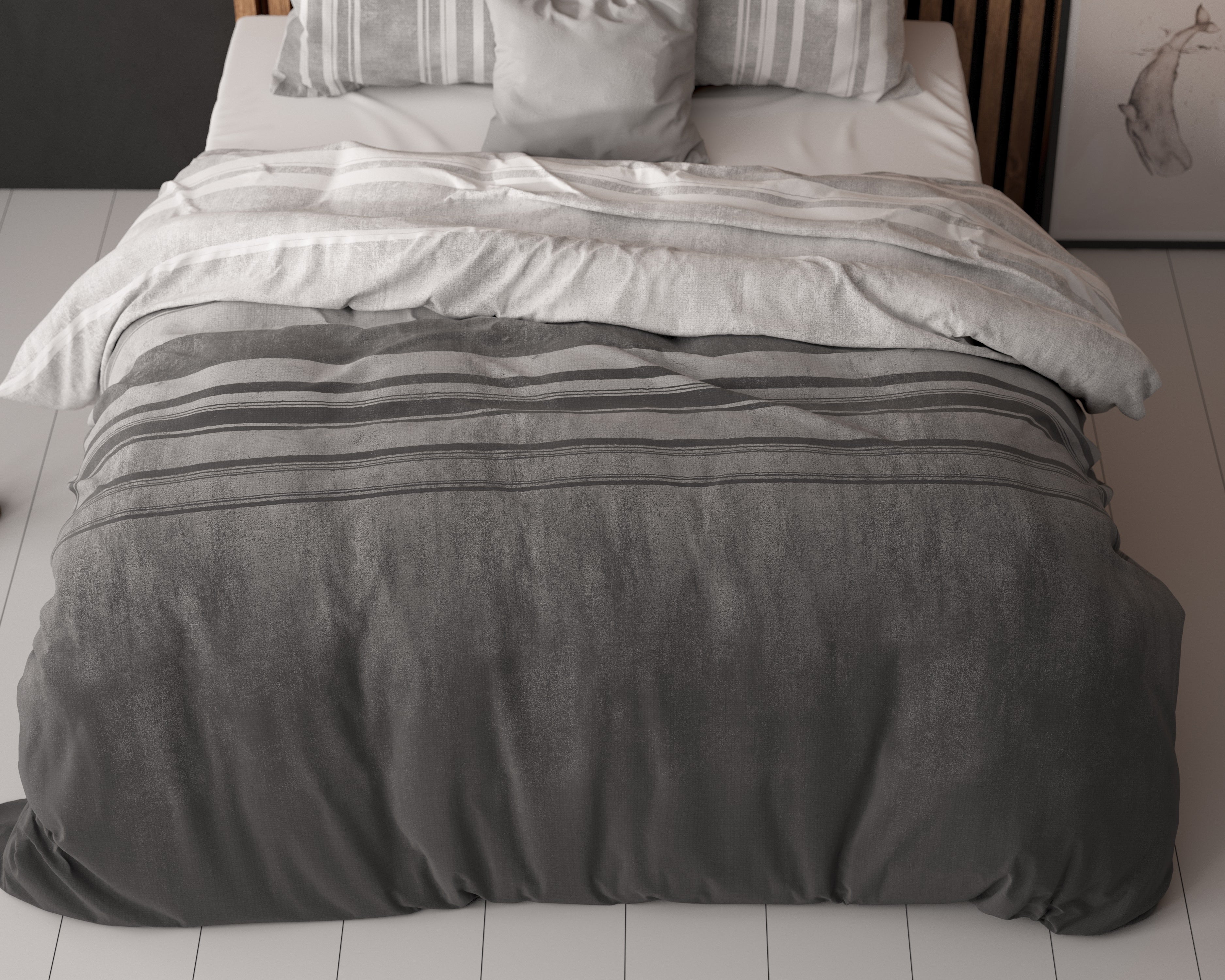 Moon Lights Duvet Cover Gray - Cotton Woven - Non-Iron - Fun Prints