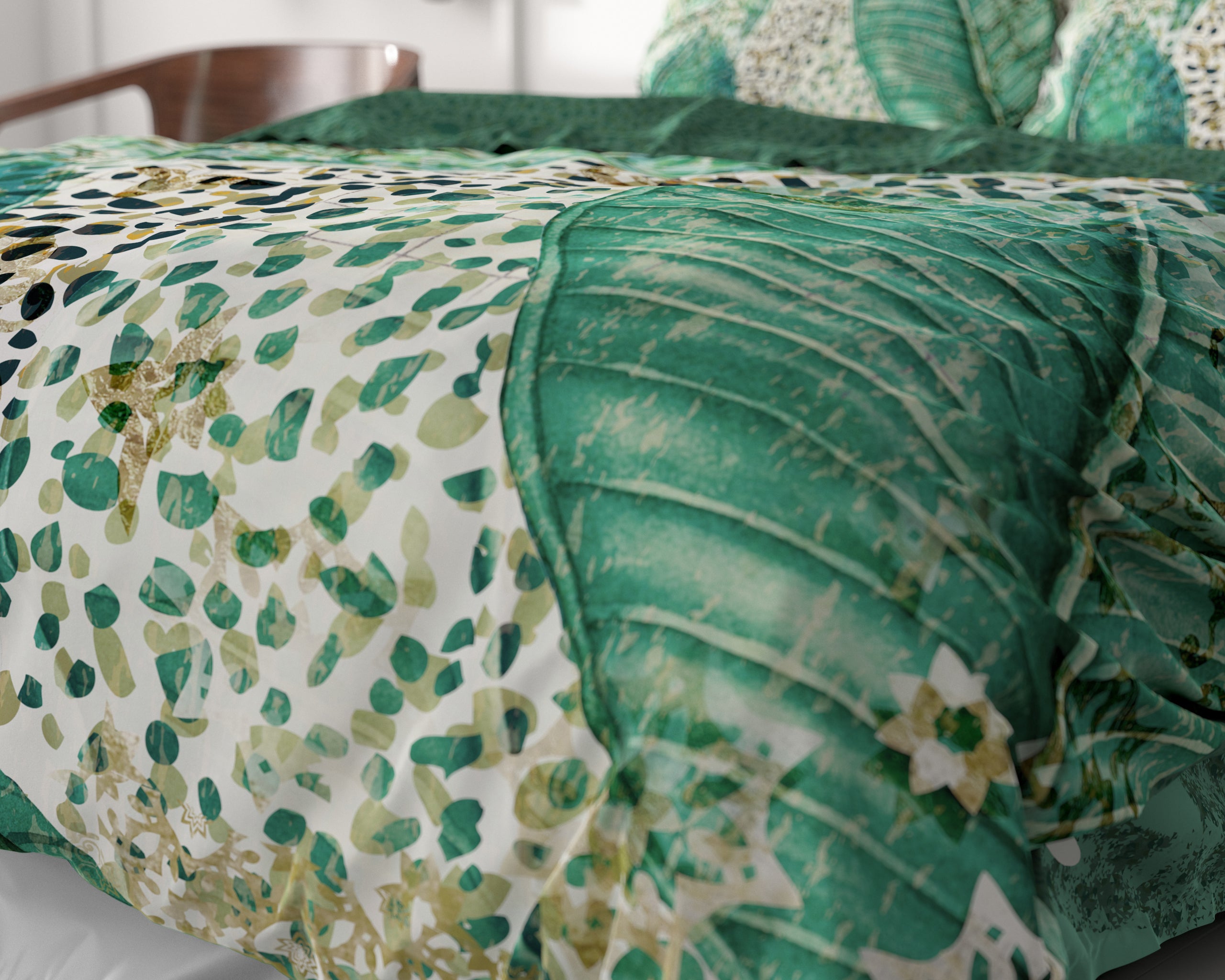 Morena Green Duvet Cover - Luxury Satin - High Quality - Trendy Prints