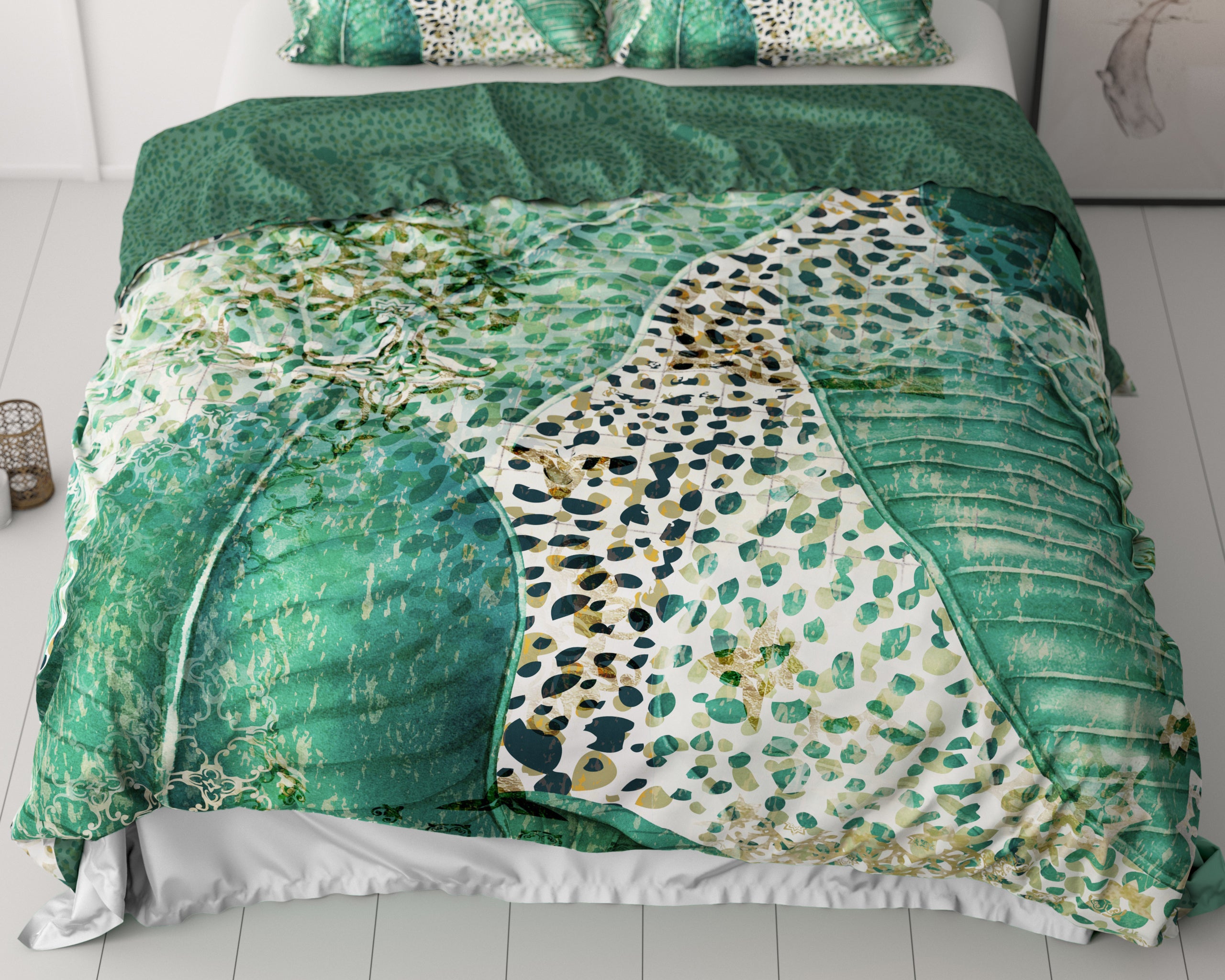 Morena Green Duvet Cover - Luxury Satin - High Quality - Trendy Prints