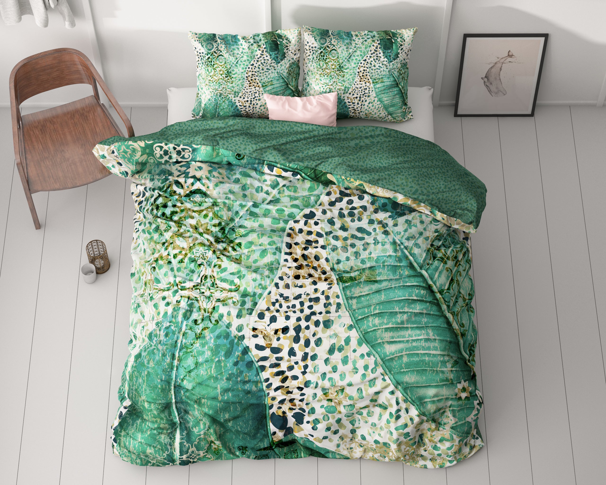 Morena Green Duvet Cover - Luxury Satin - High Quality - Trendy Prints