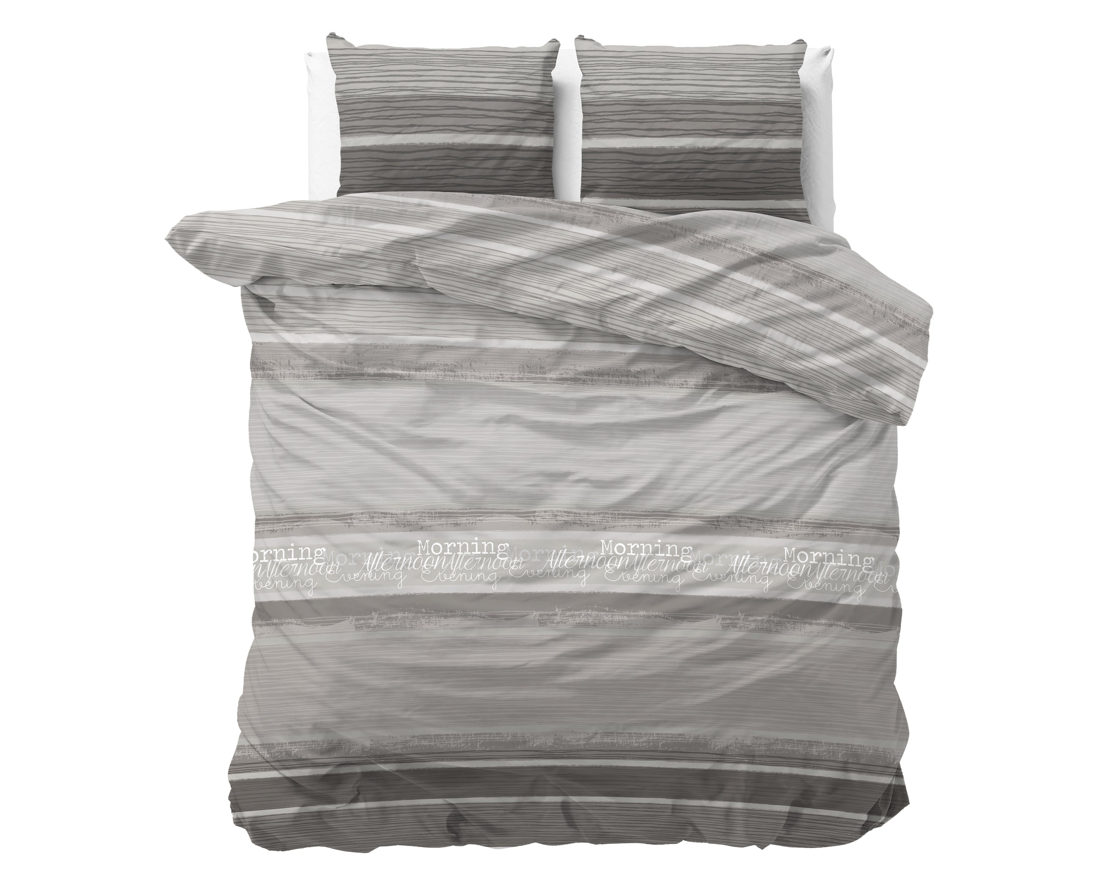 Morning Dekbedovertrek Grijs - Ademend katoen - Trendy designs - Met drukknopen