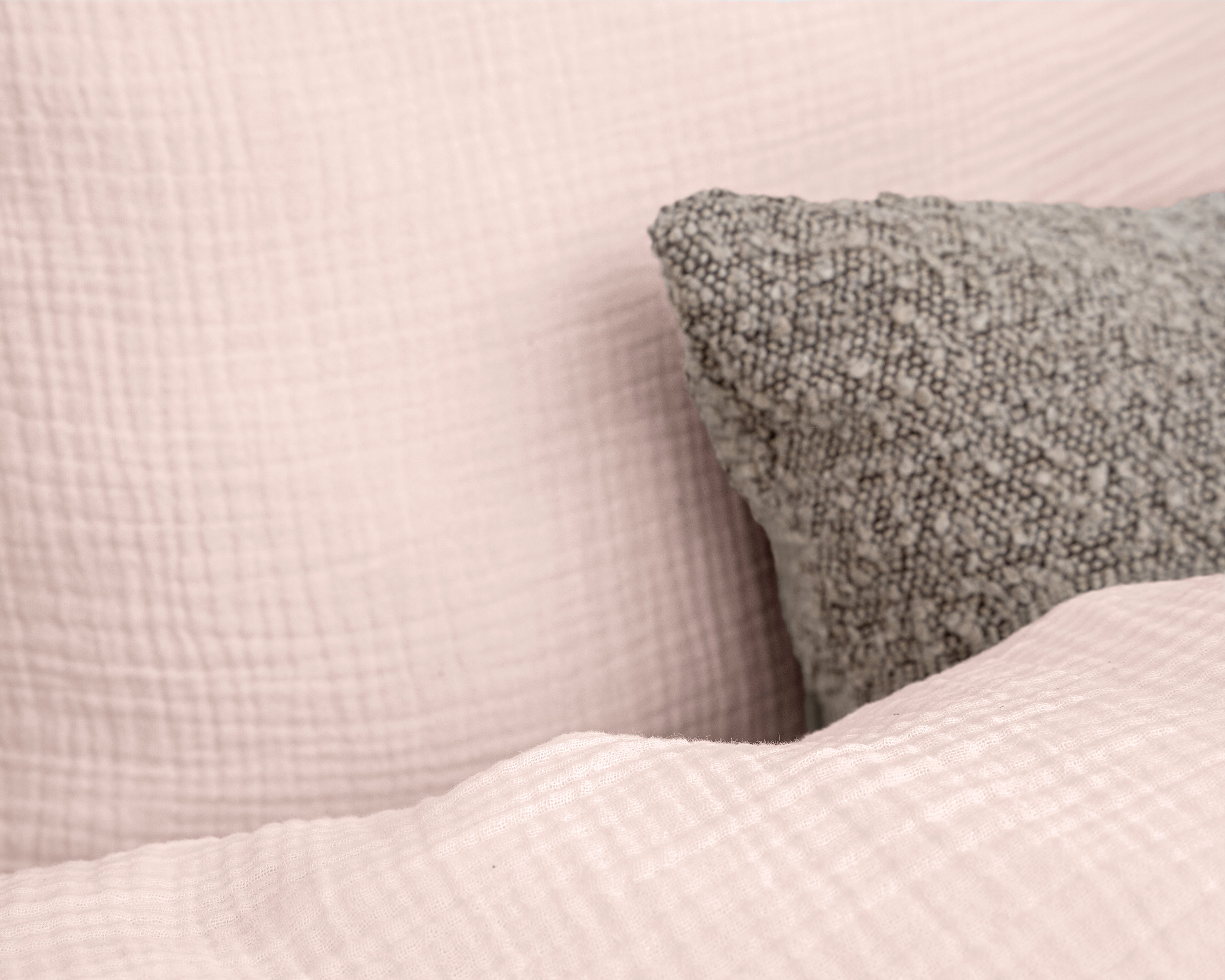 Muslin Percale Duvet Cover Pink - Soft and durable - Crinkle effect - Cotton muslin fabric