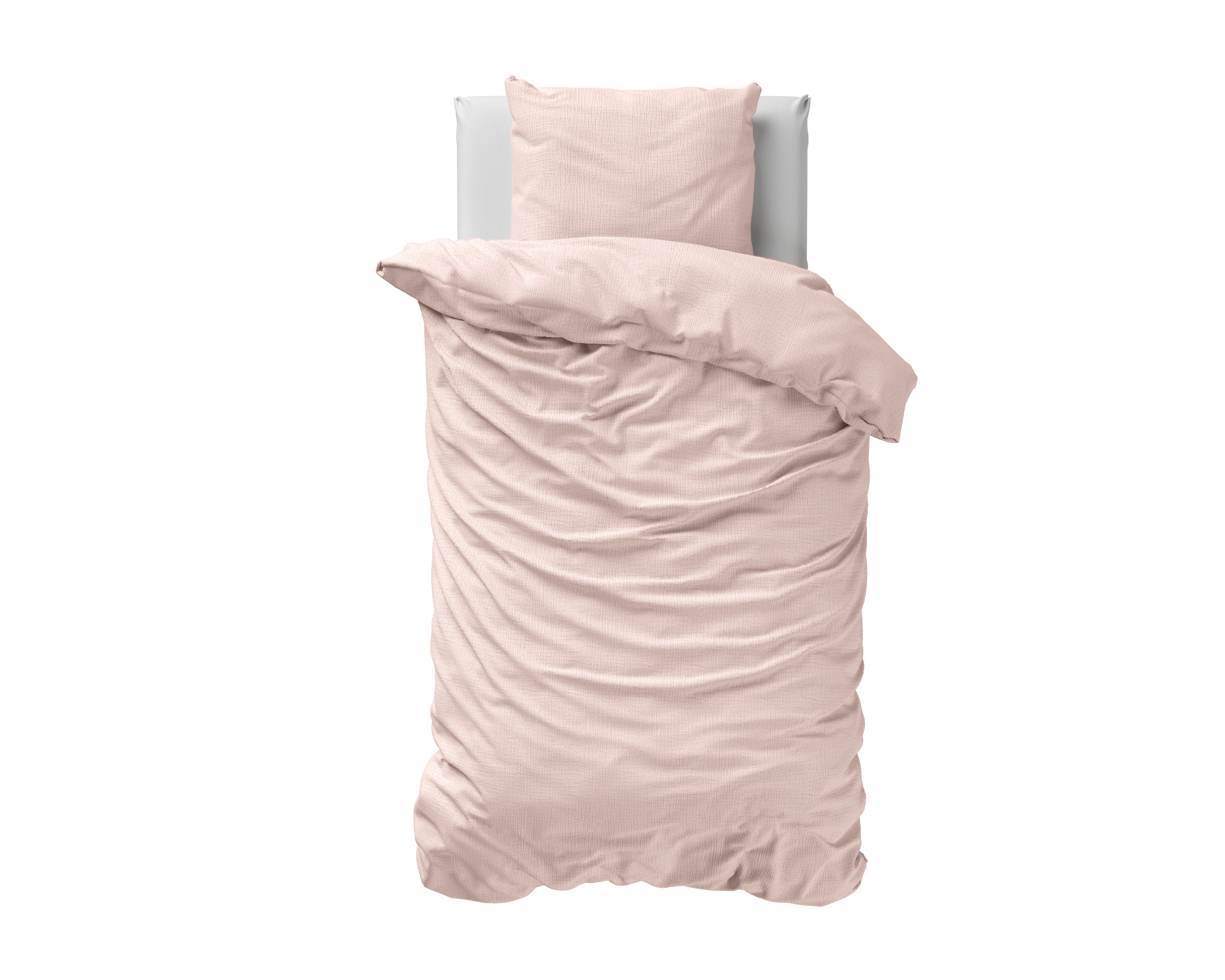 Muslin Percale Duvet Cover Pink - Soft and durable - Crinkle effect - Cotton muslin fabric