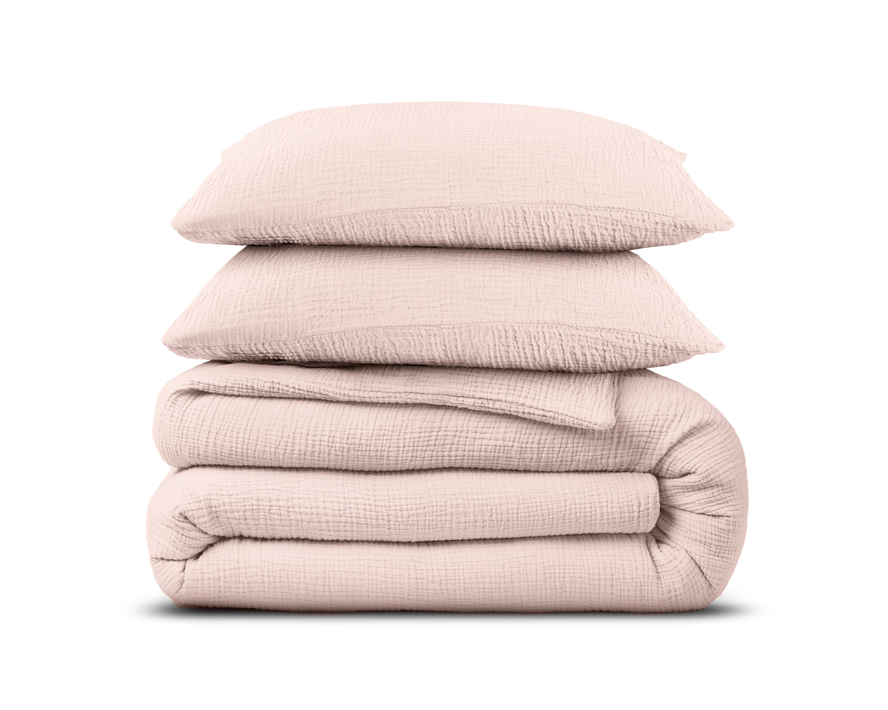 Muslin Percale Duvet Cover Pink - Soft and durable - Crinkle effect - Cotton muslin fabric