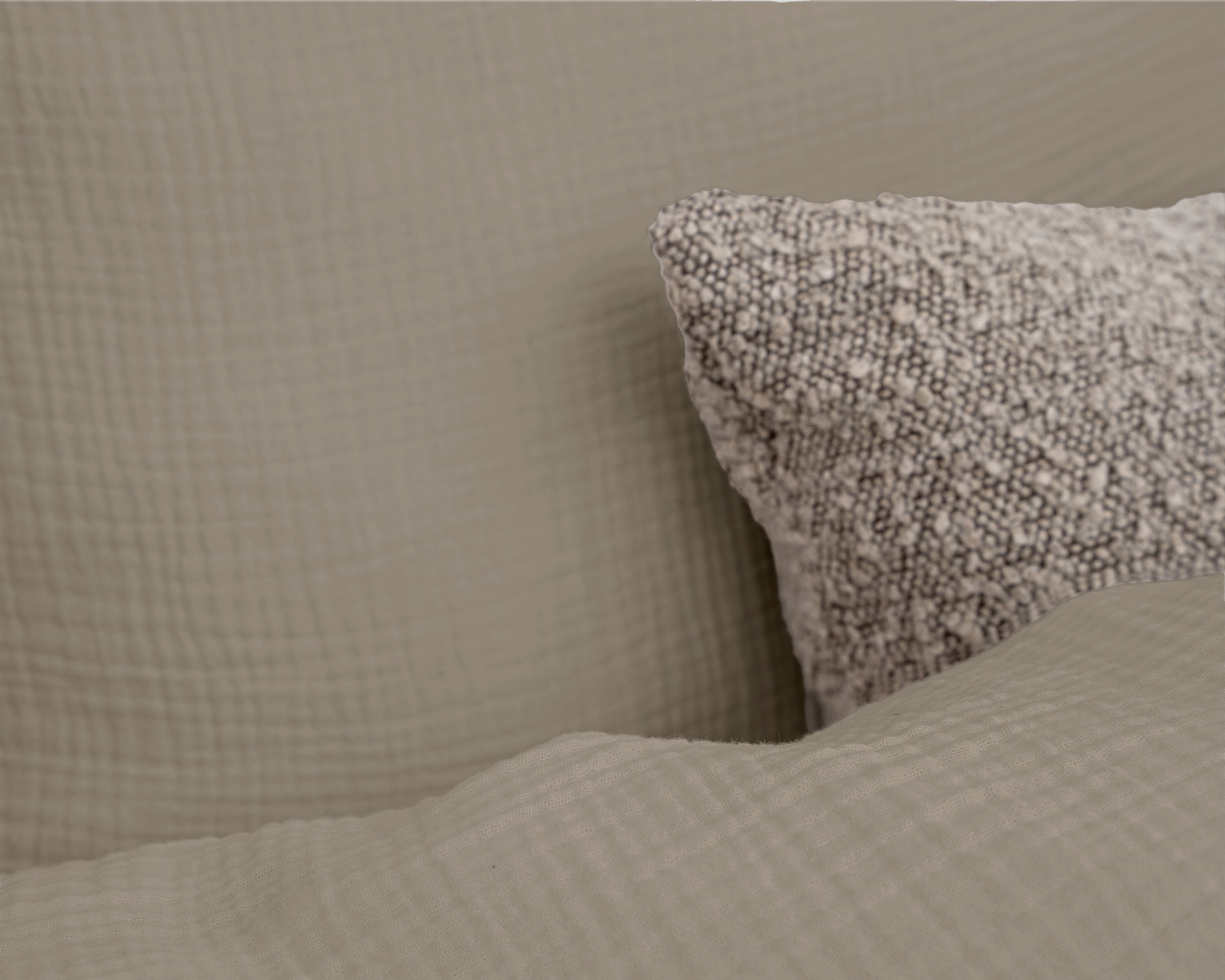 Muslin Percale Duvet Cover Taupe - Soft and durable - Crinkle effect - Cotton muslin fabric