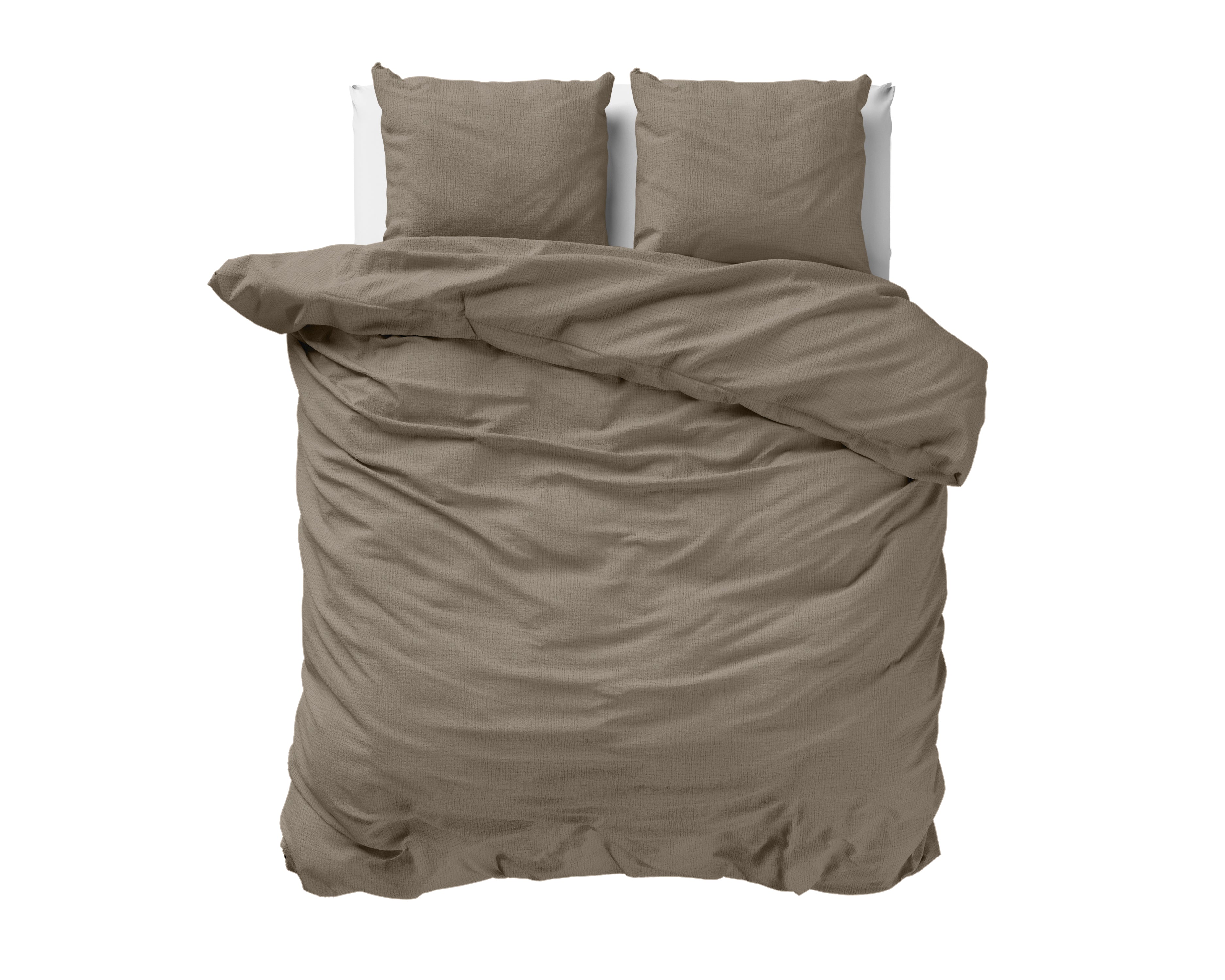 Muslin Percale Duvet Cover Taupe - Soft and durable - Crinkle effect - Cotton muslin fabric