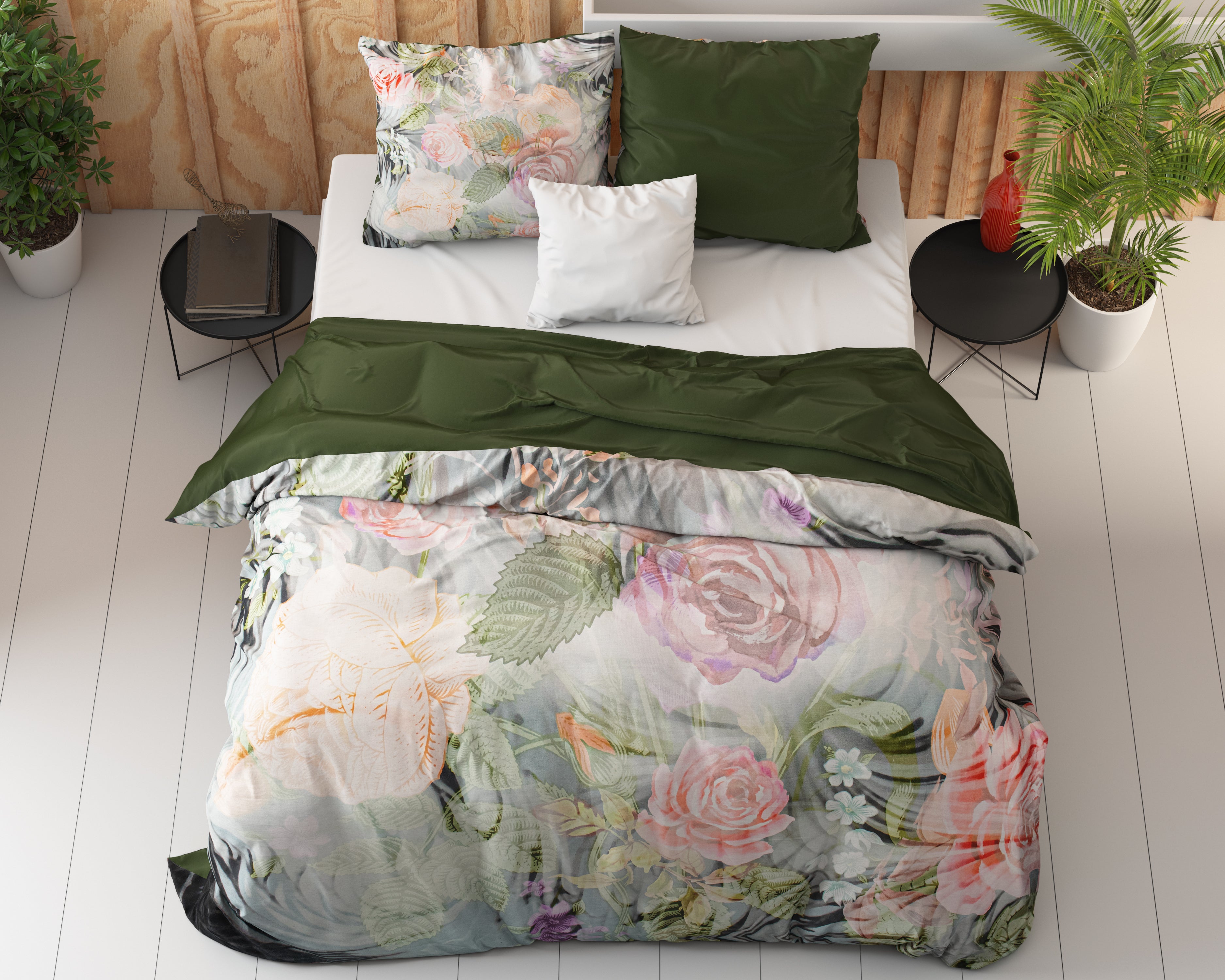 Mystery Flower White Duvet Cover - Breathable Cotton - Trendy Designs - With Press Studs