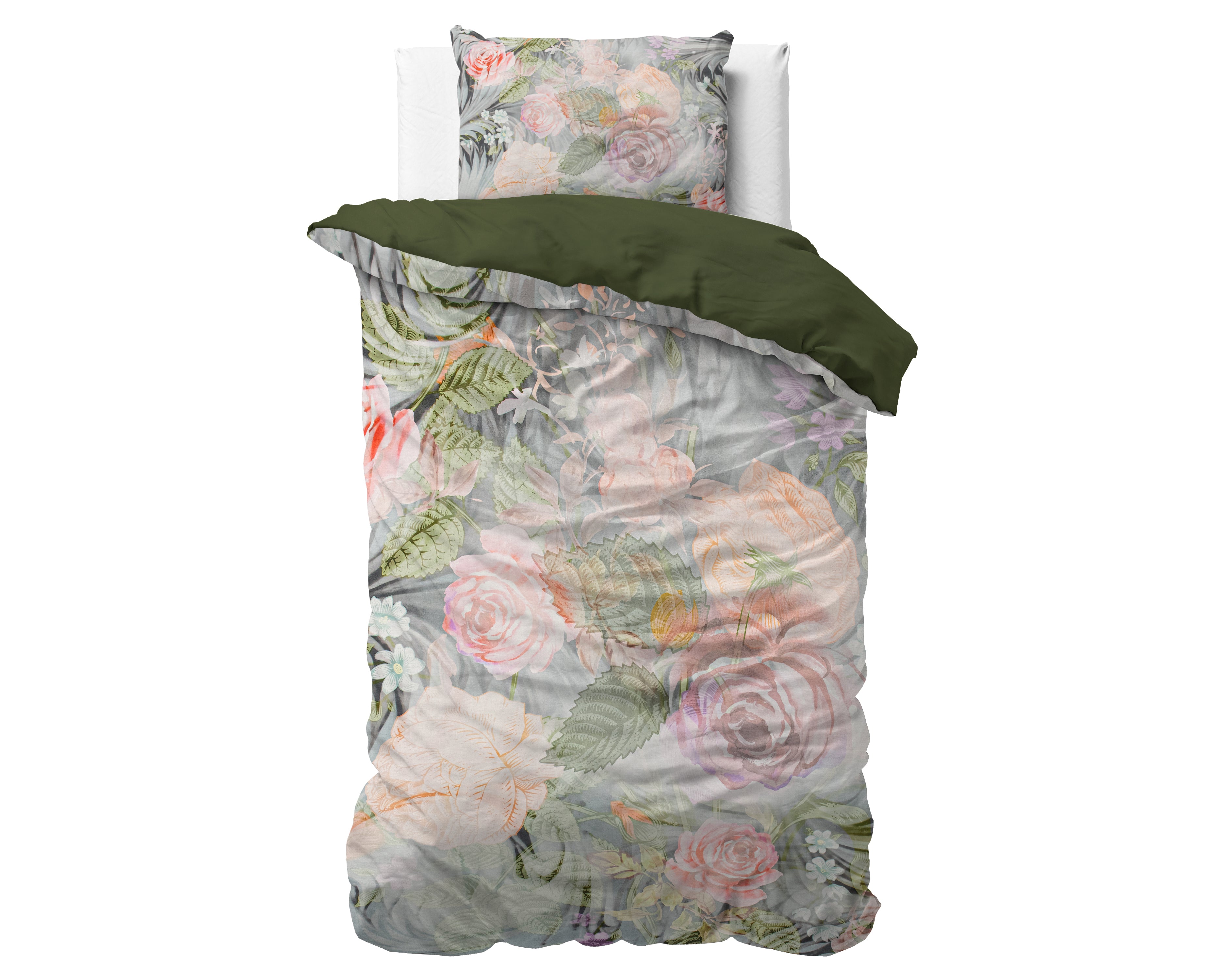 Mystery Flower White Duvet Cover - Breathable Cotton - Trendy Designs - With Press Studs