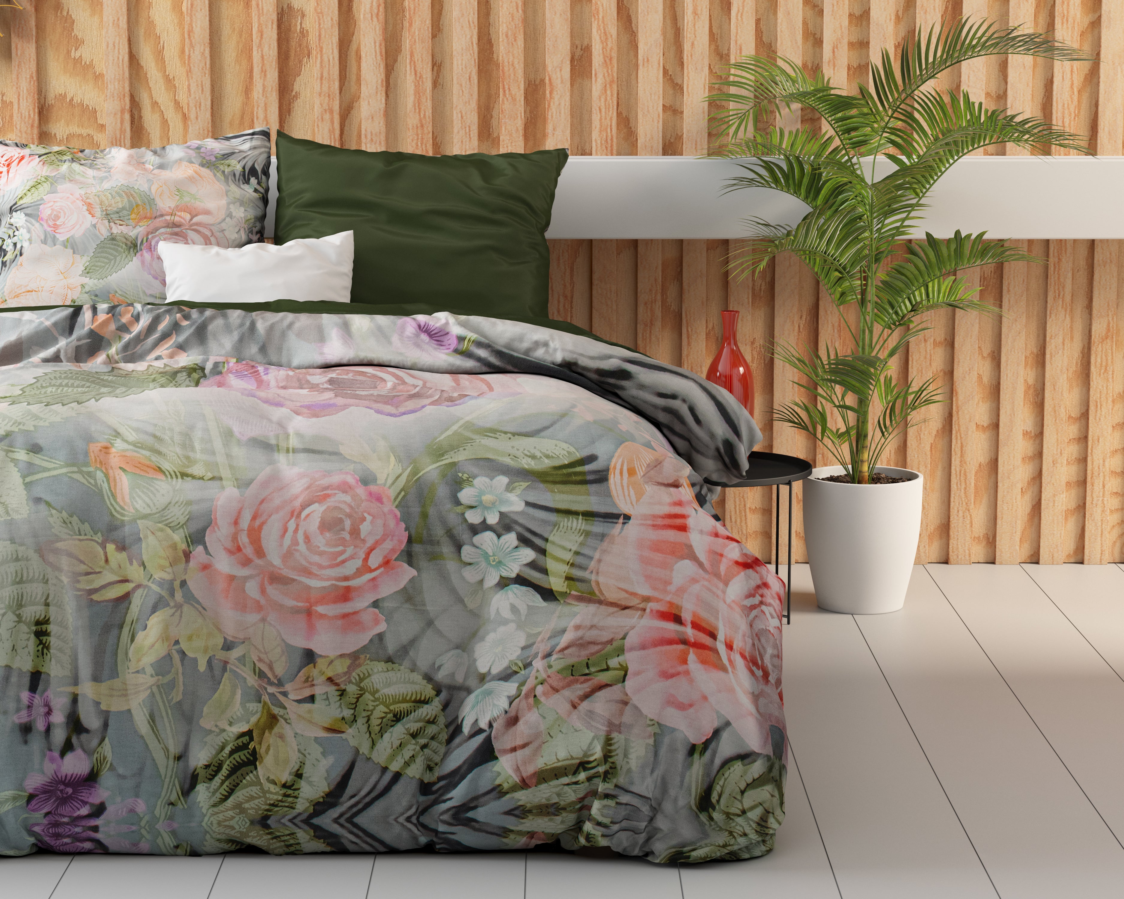 Mystery Flower White Duvet Cover - Breathable Cotton - Trendy Designs - With Press Studs