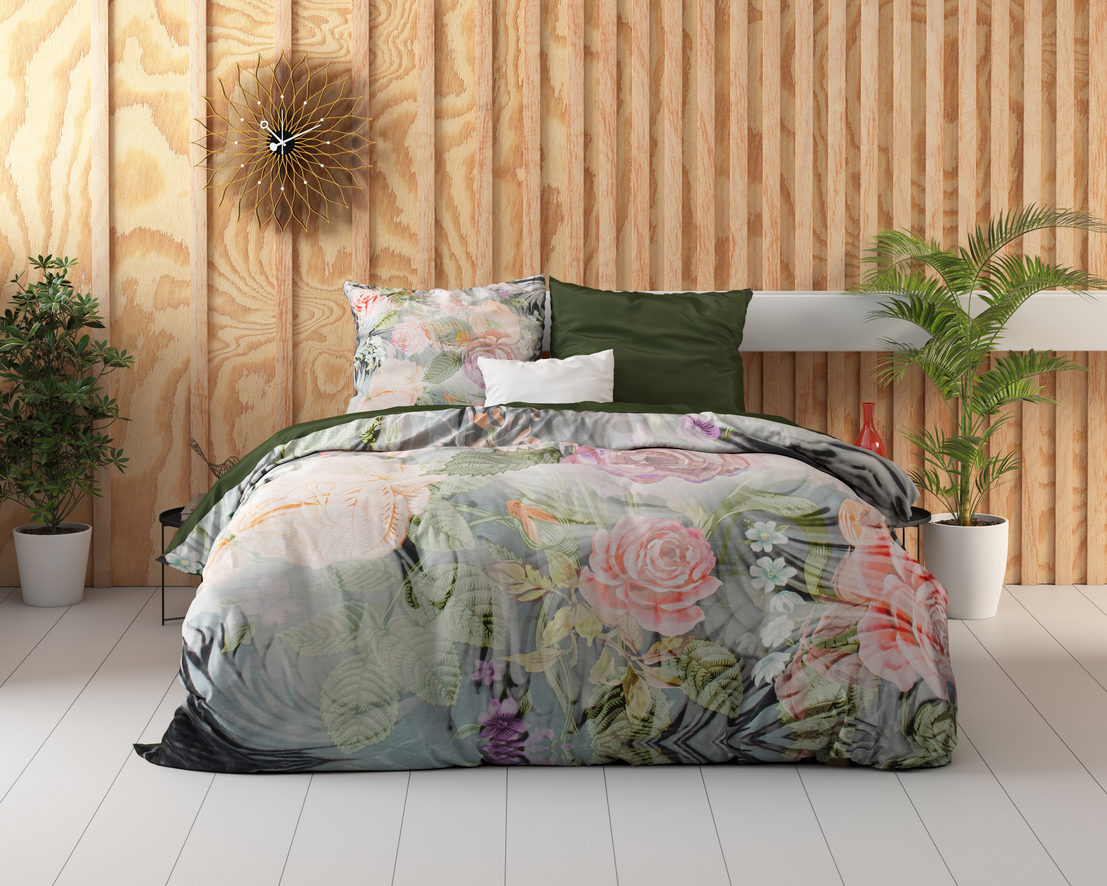 Mystery Flower White Duvet Cover - Breathable Cotton - Trendy Designs - With Press Studs