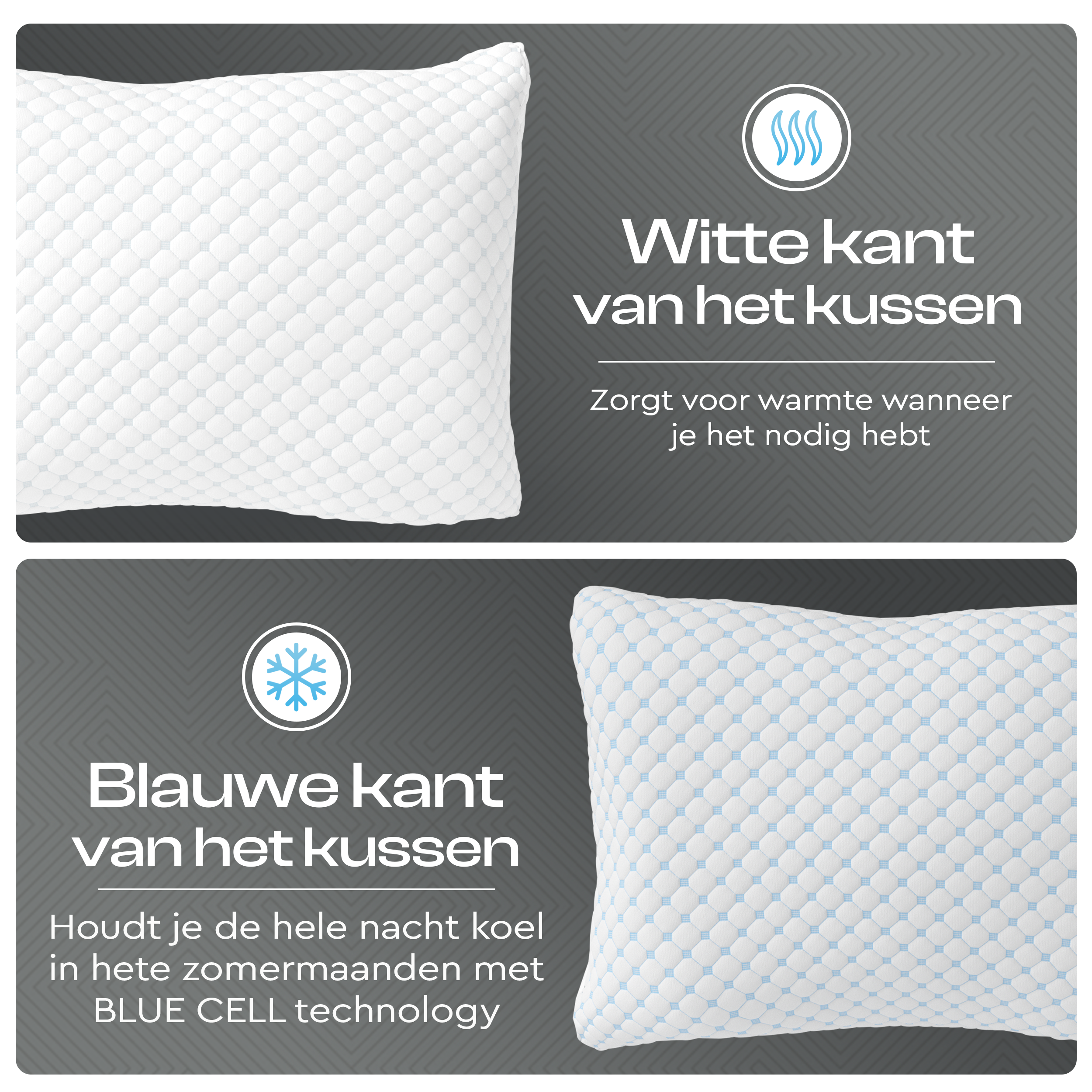 Nanotech Kussen Blauw 50 x 70 - Verkoelend - Hardheid en hoogte afstelbaar - Traagschuim