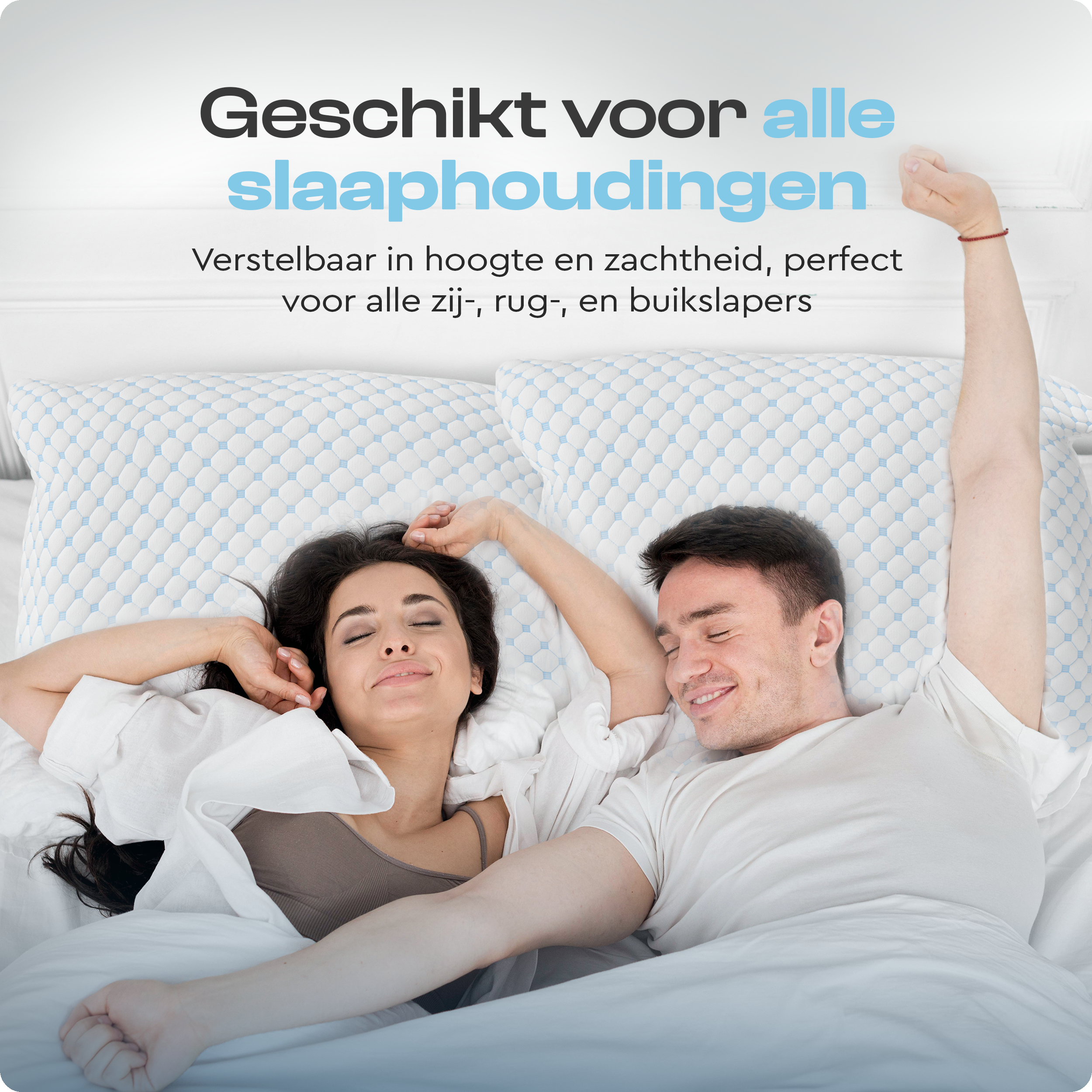 Nanotech Kussen Blauw 50 x 70 - Verkoelend - Hardheid en hoogte afstelbaar - Traagschuim