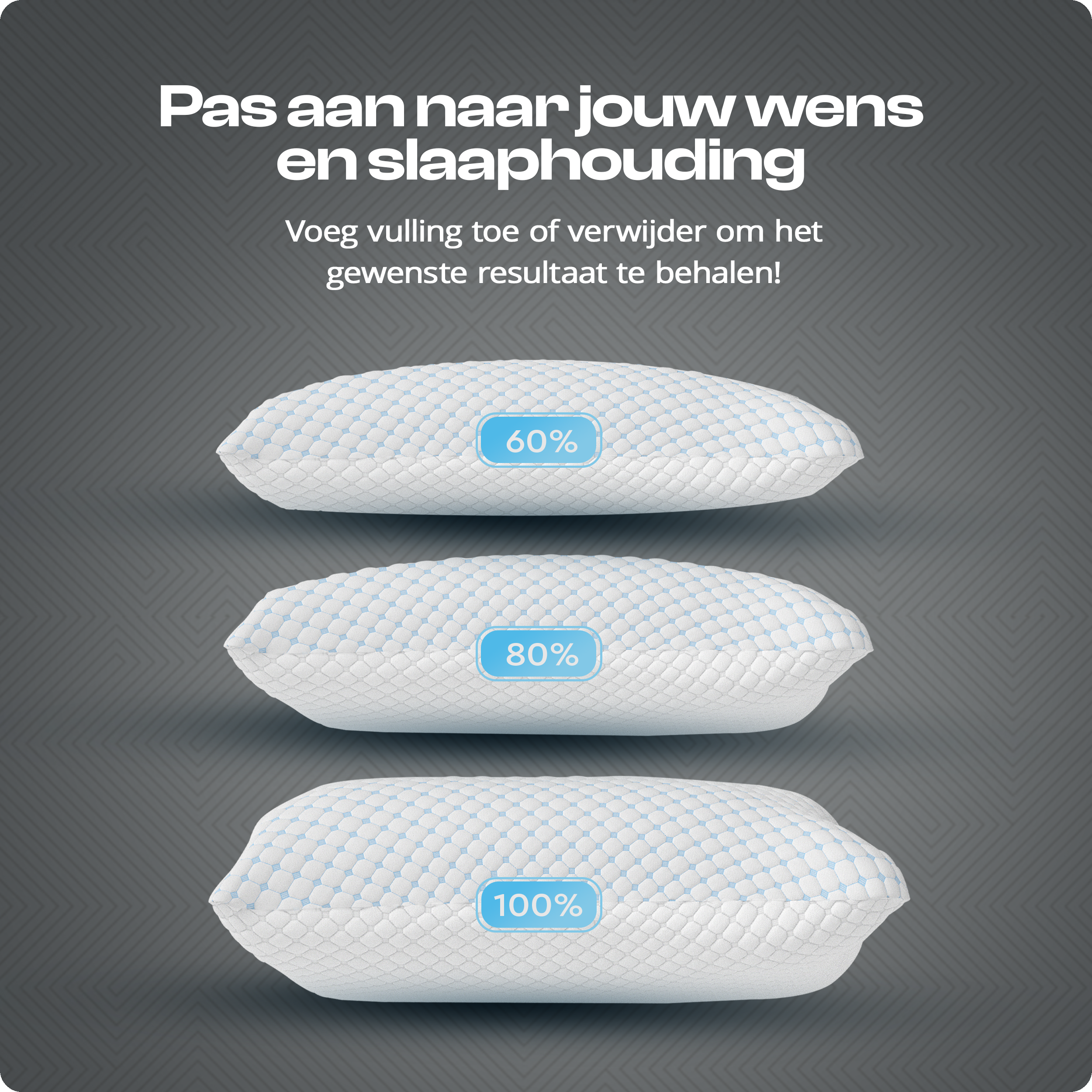 Nanotech Kussen Blauw 50 x 70 - Verkoelend - Hardheid en hoogte afstelbaar - Traagschuim