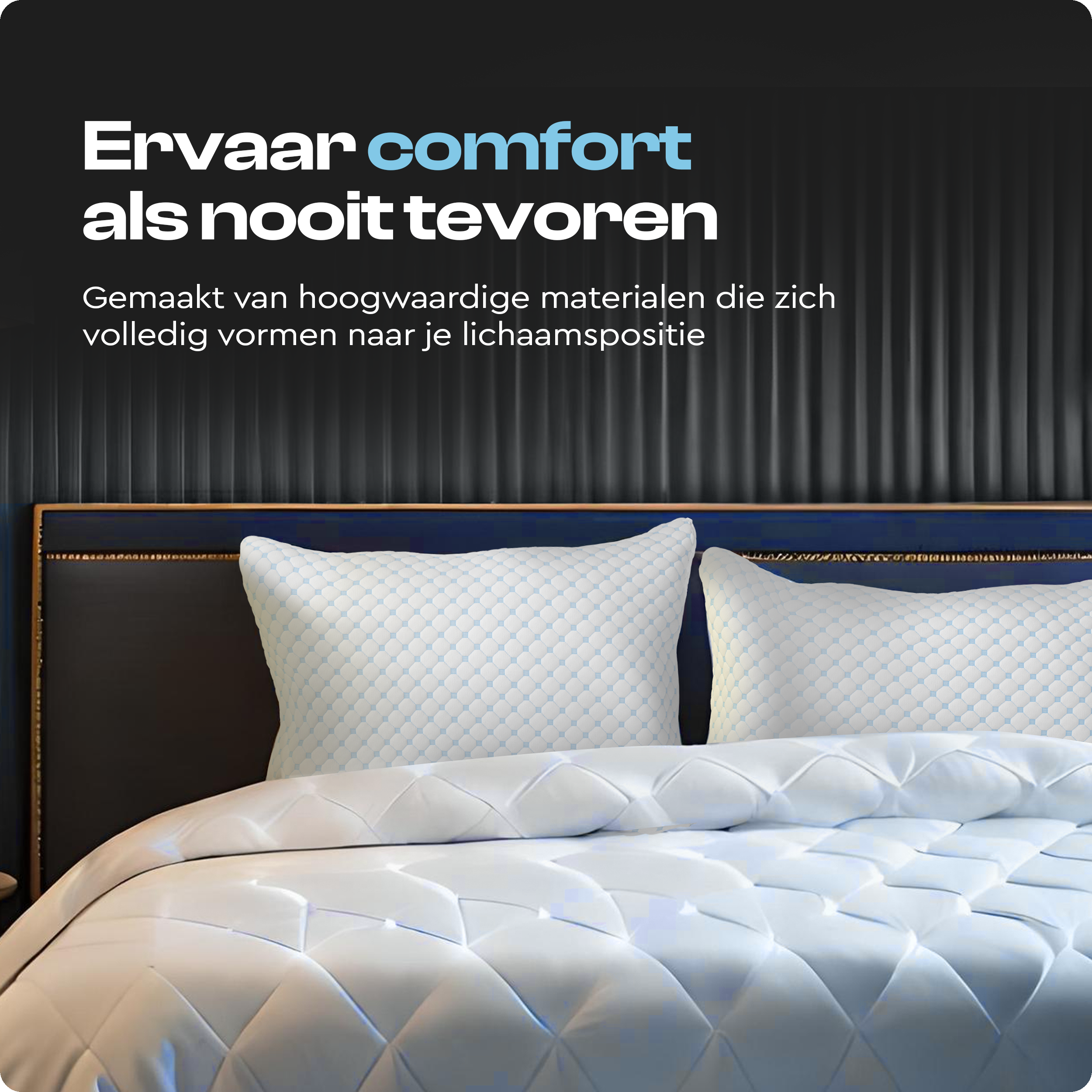 Nanotech Kussen Blauw 50 x 70 - Verkoelend - Hardheid en hoogte afstelbaar - Traagschuim