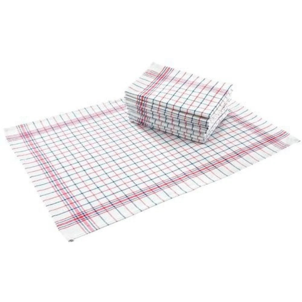 National Check Tea Towel Set (6 pieces) – 100% Cotton, Moisture Absorbent & Checked Pattern